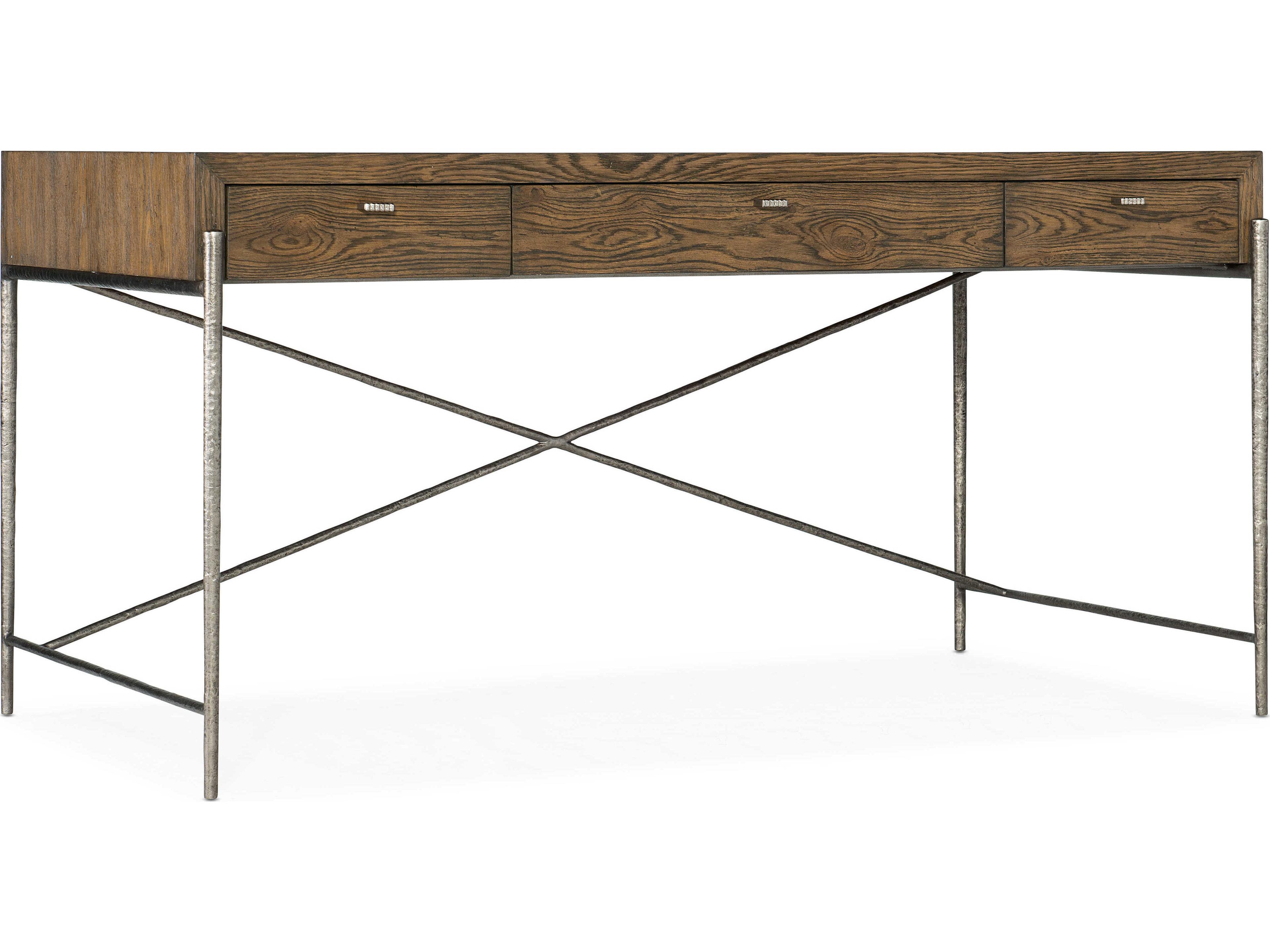 Chapman Sorrel Forged Pewter Brown Oak Wood Writing Desk