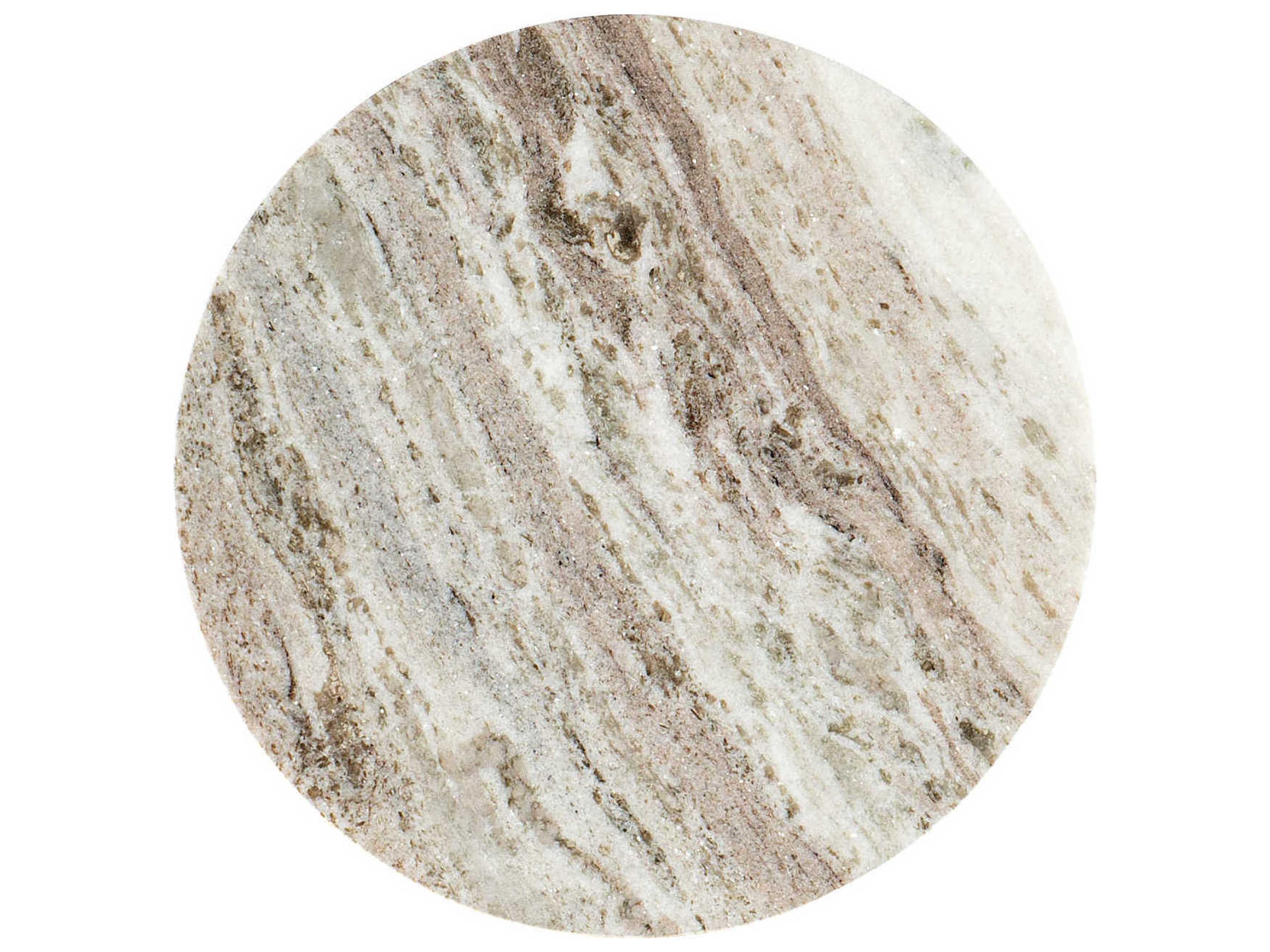 Hooker Furniture Chapman Martini Round Travertine Stone Black Pewter End Table