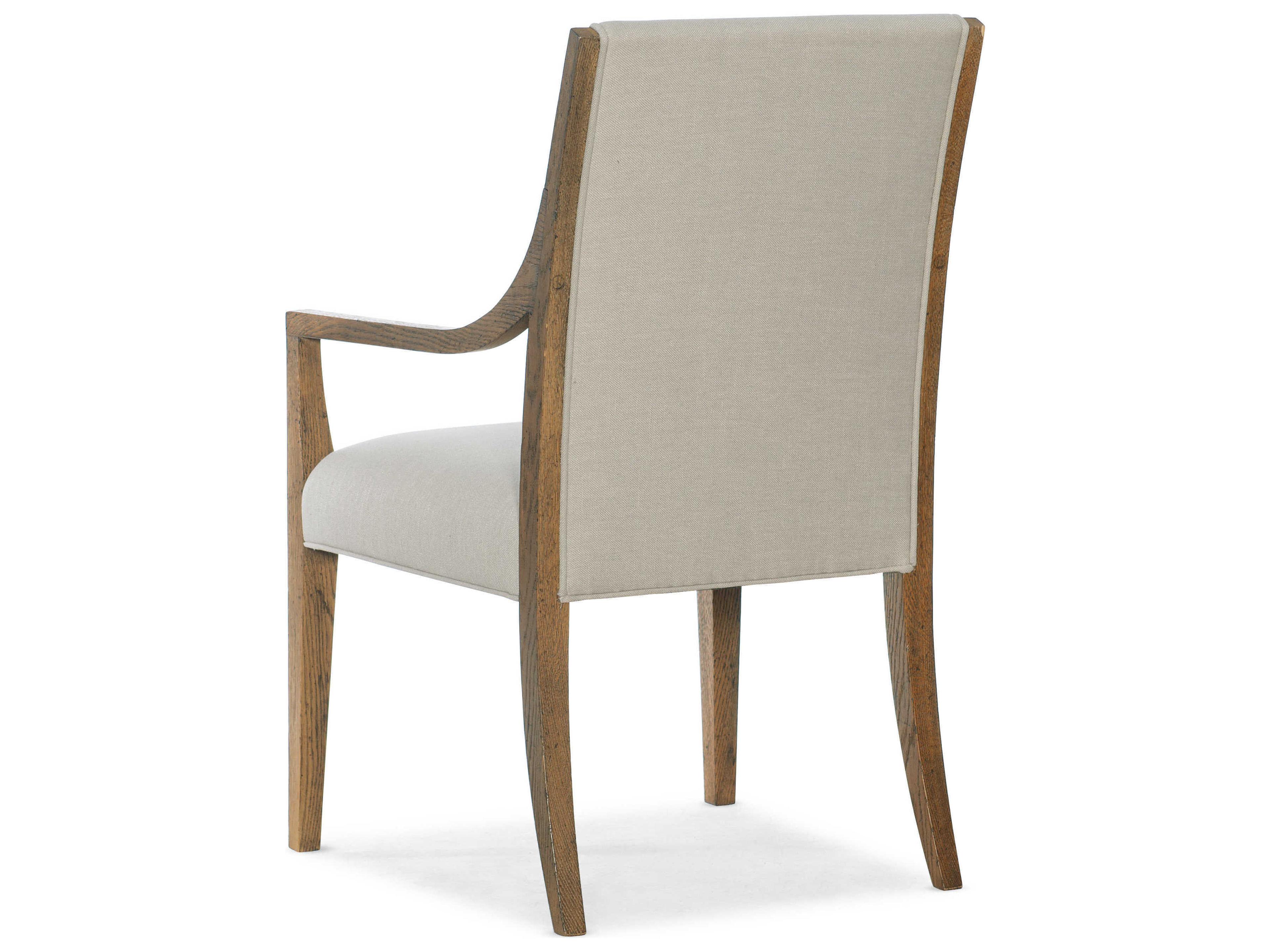 Luxecor Heritage Oak Wood Beige Upholstered Arm Dining Chair