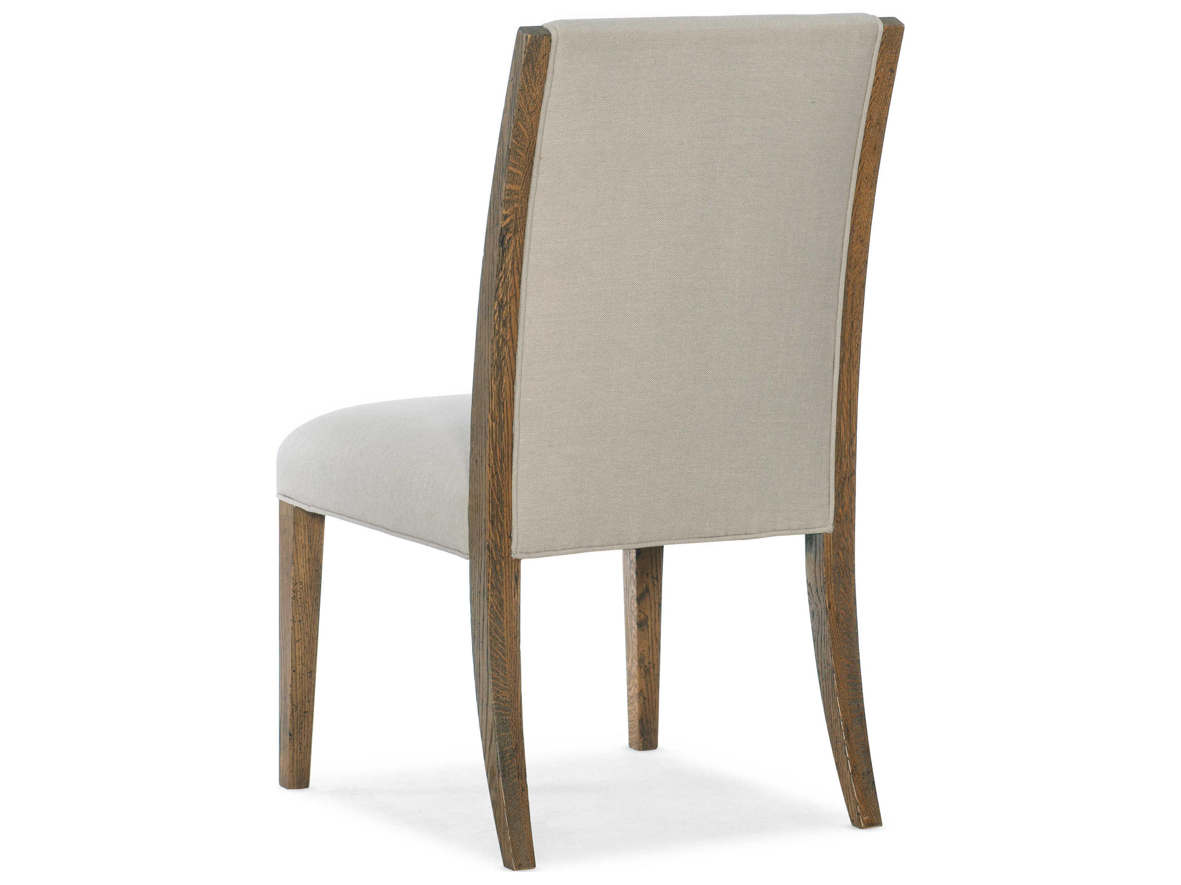Luxecor Heritage Oak Wood Beige Upholstered Side Dining Chair