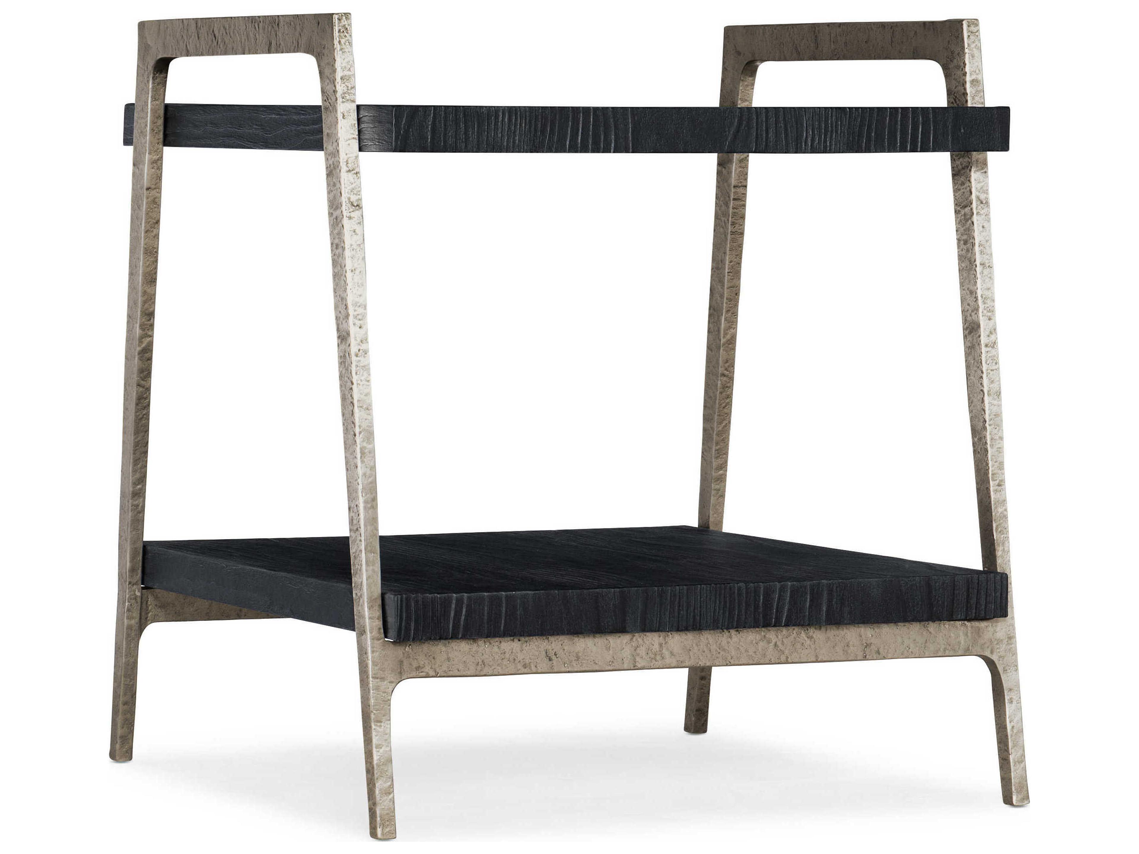 Chapman Shou Sugi Ban Rectangular Wood Charred Black Pewter End Table