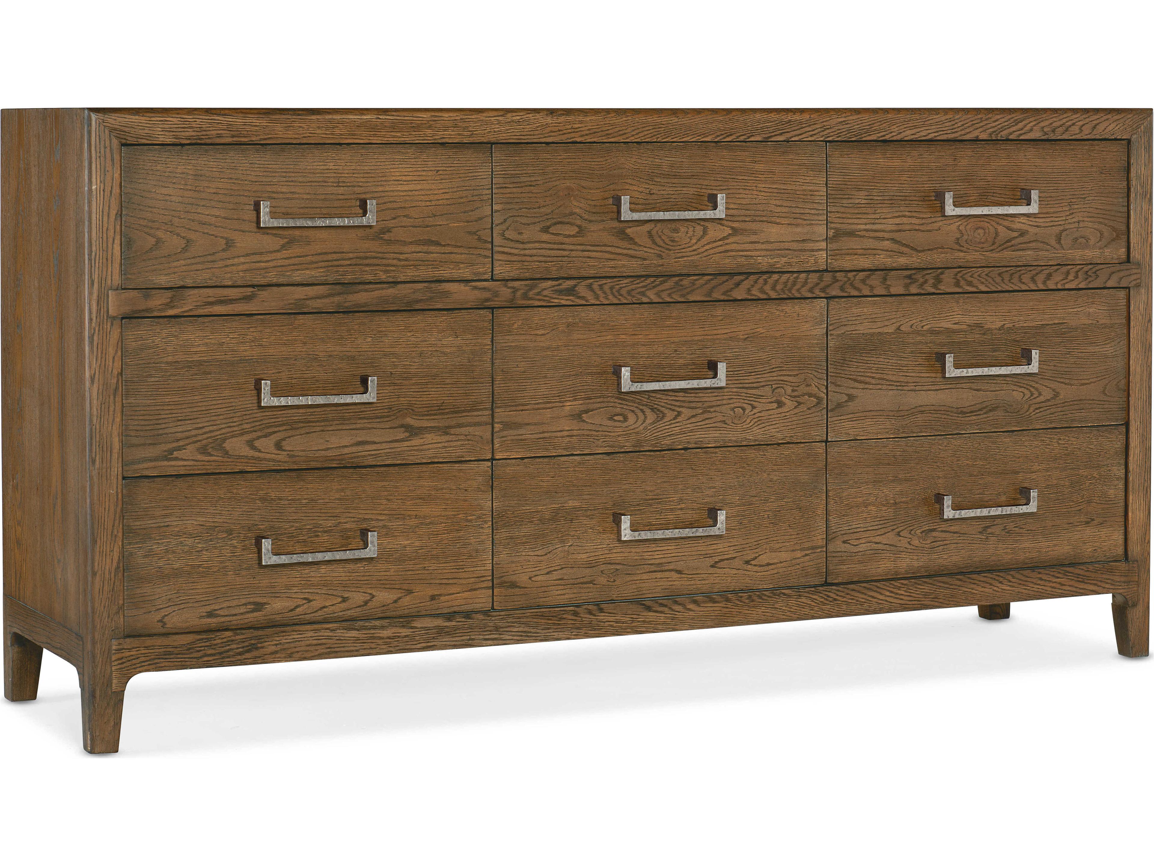 Luxecor Heritage 9-Drawers Brown Oak Wood Dresser