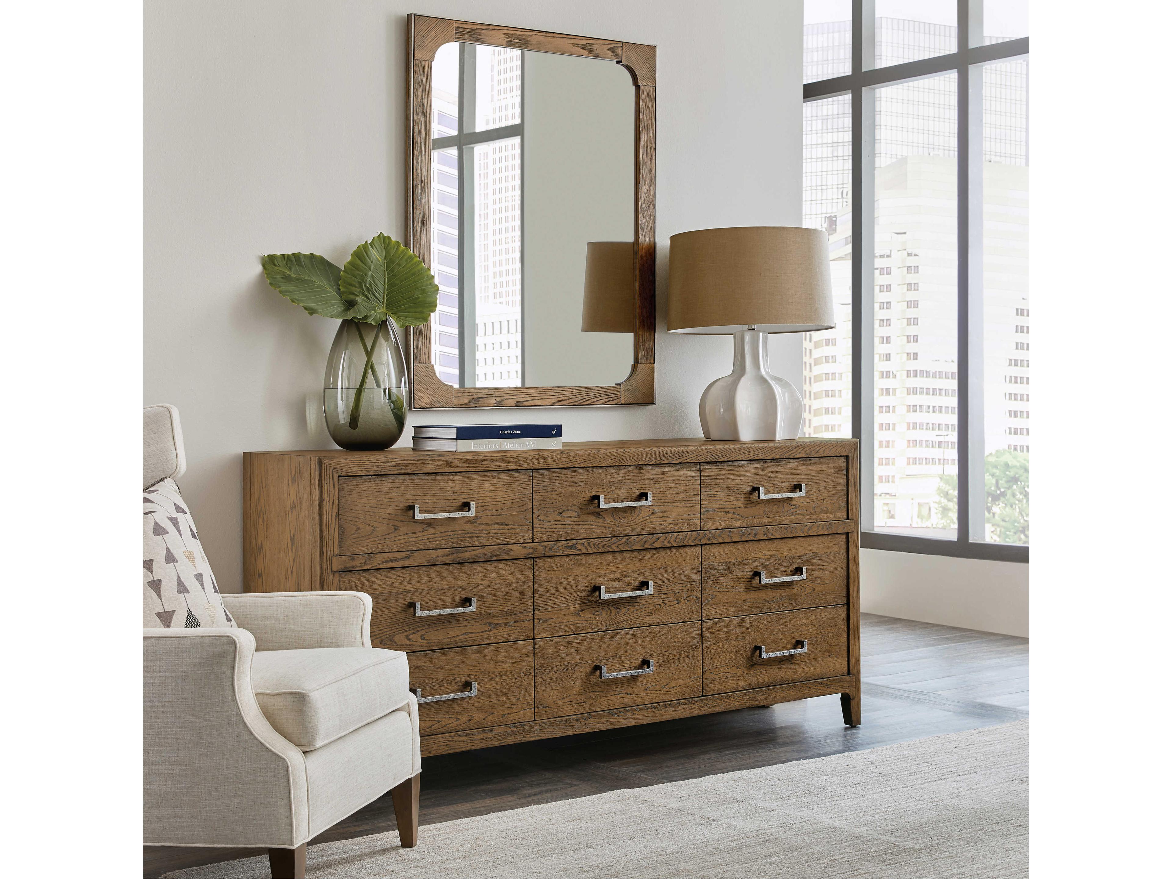 Luxecor Heritage 9-Drawers Brown Oak Wood Dresser