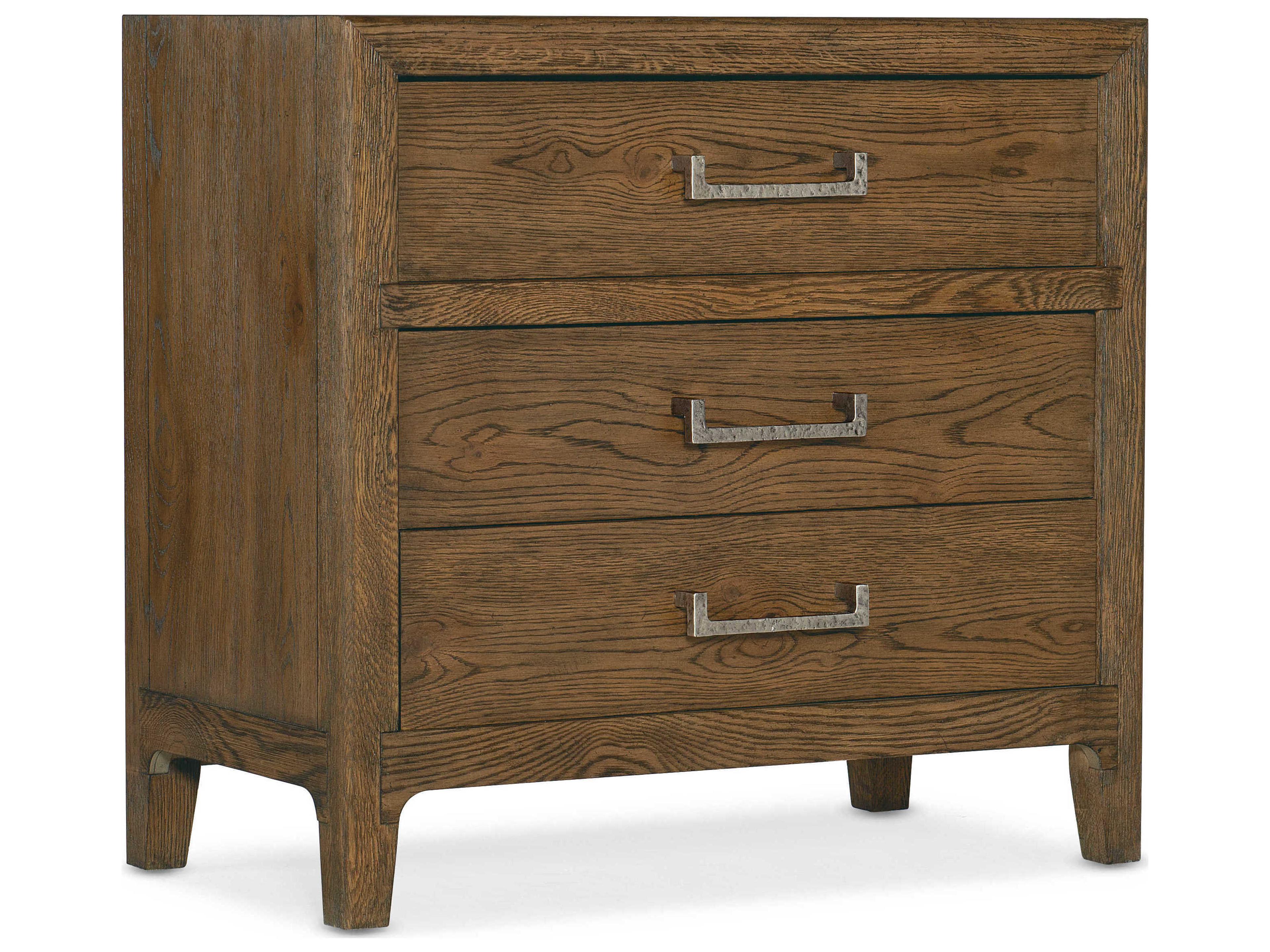 Chapman 3-Drawers Brown Oak Wood Nightstand