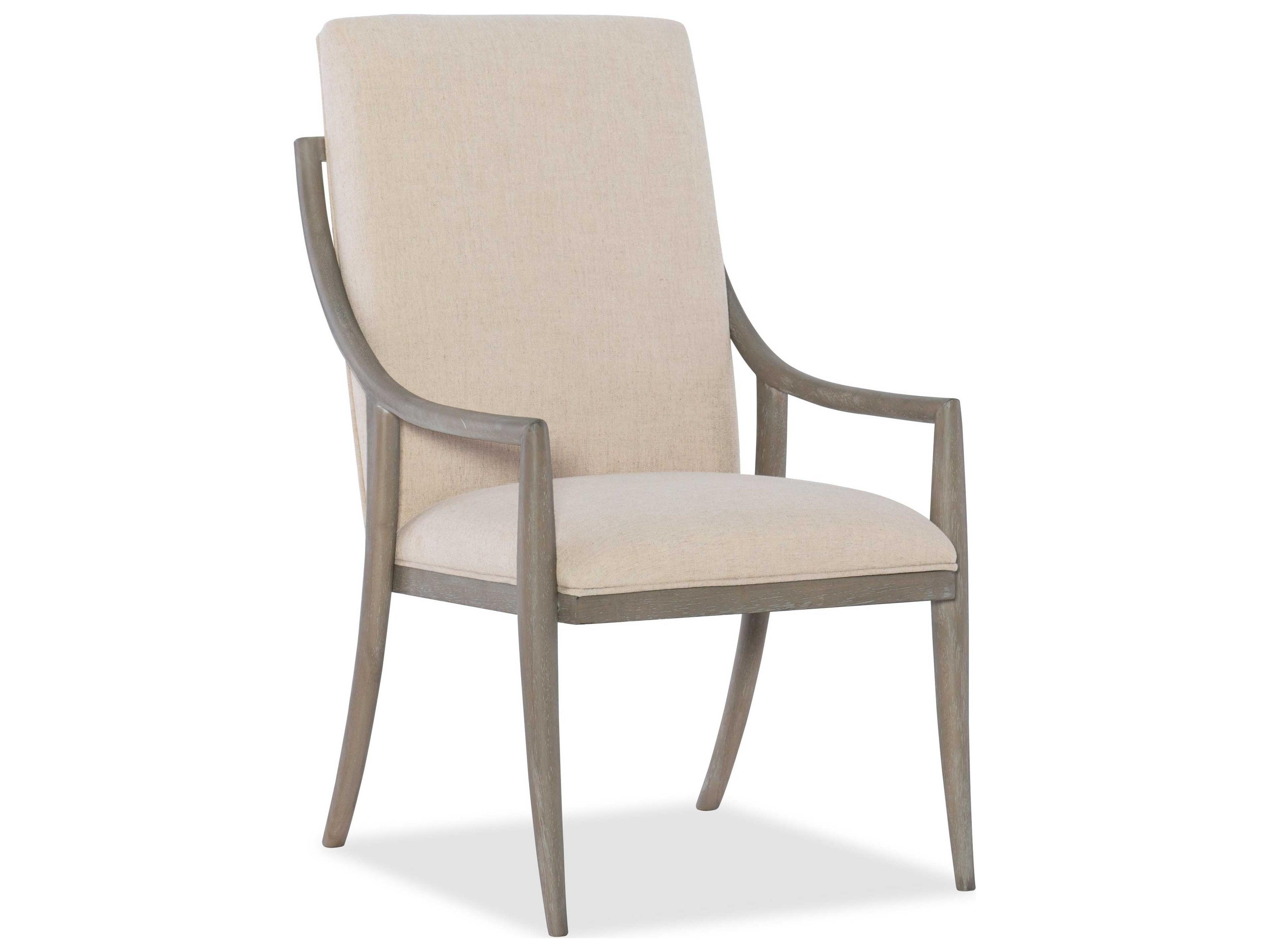 Affinity Rubberwood Beige Upholstered Arm Dining Chair