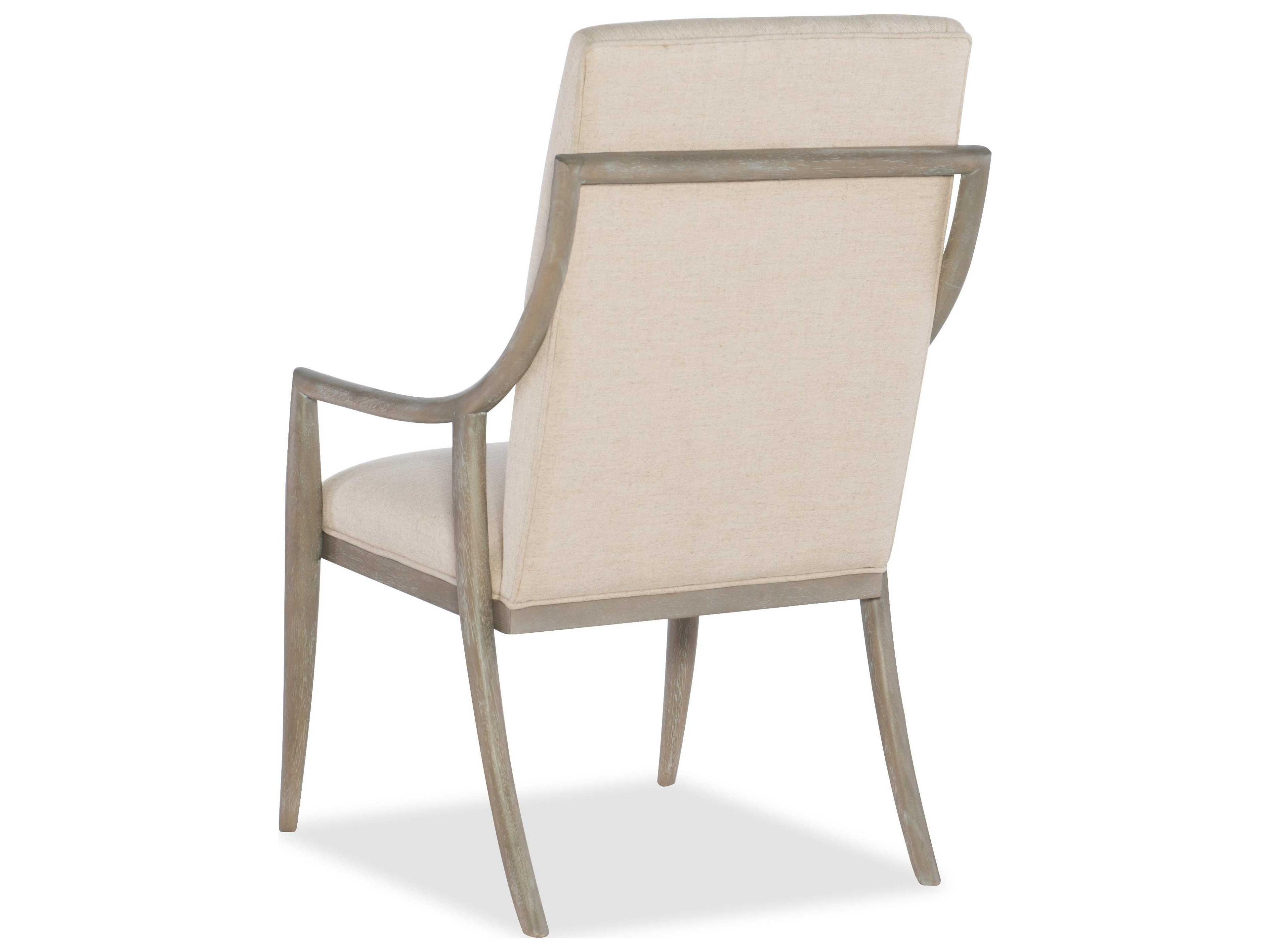 Luxecor Heritage Rubberwood Beige Upholstered Arm Dining Chair