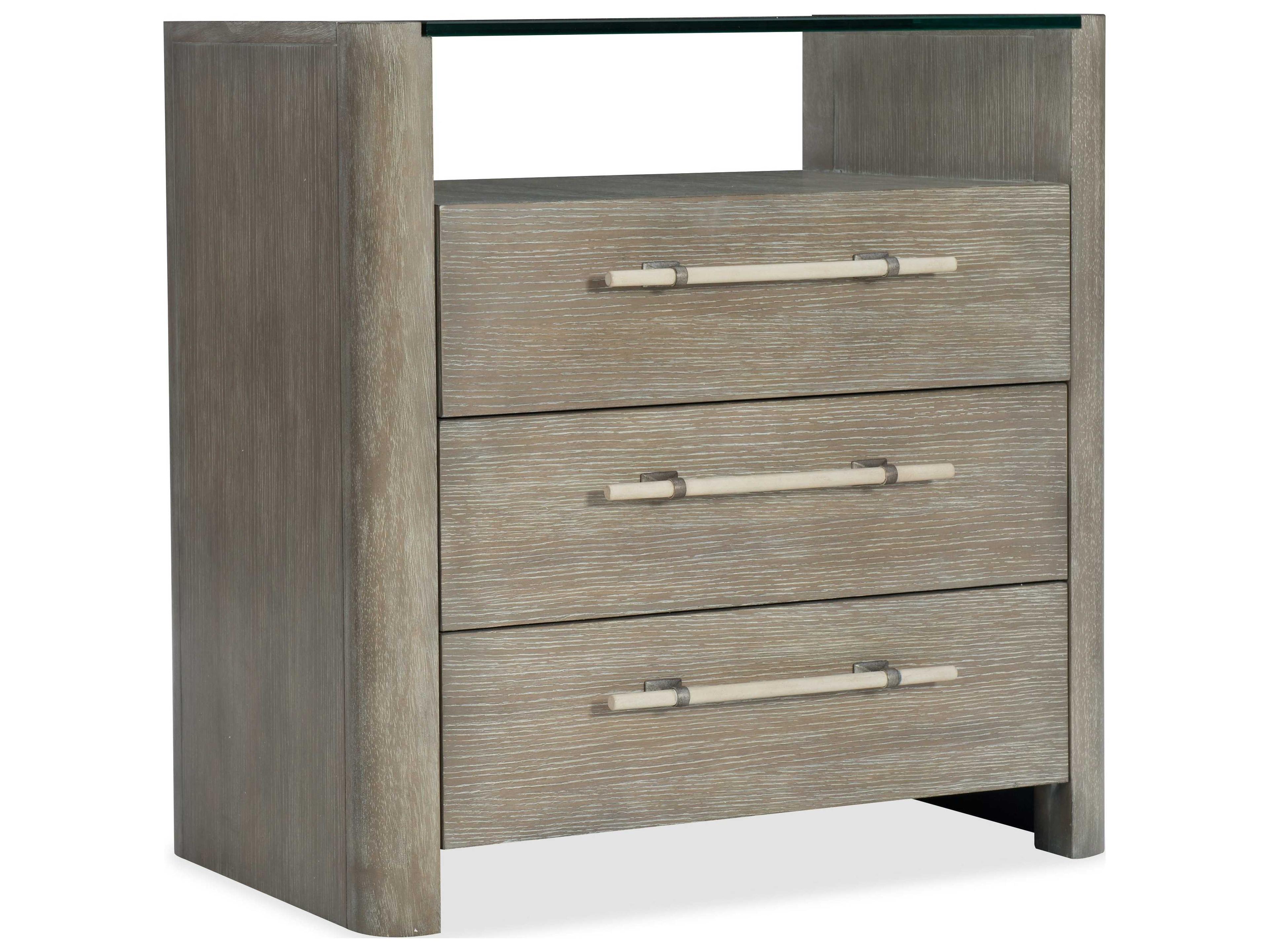 Heritage 3-Drawers Gray Oak Wood Nightstand