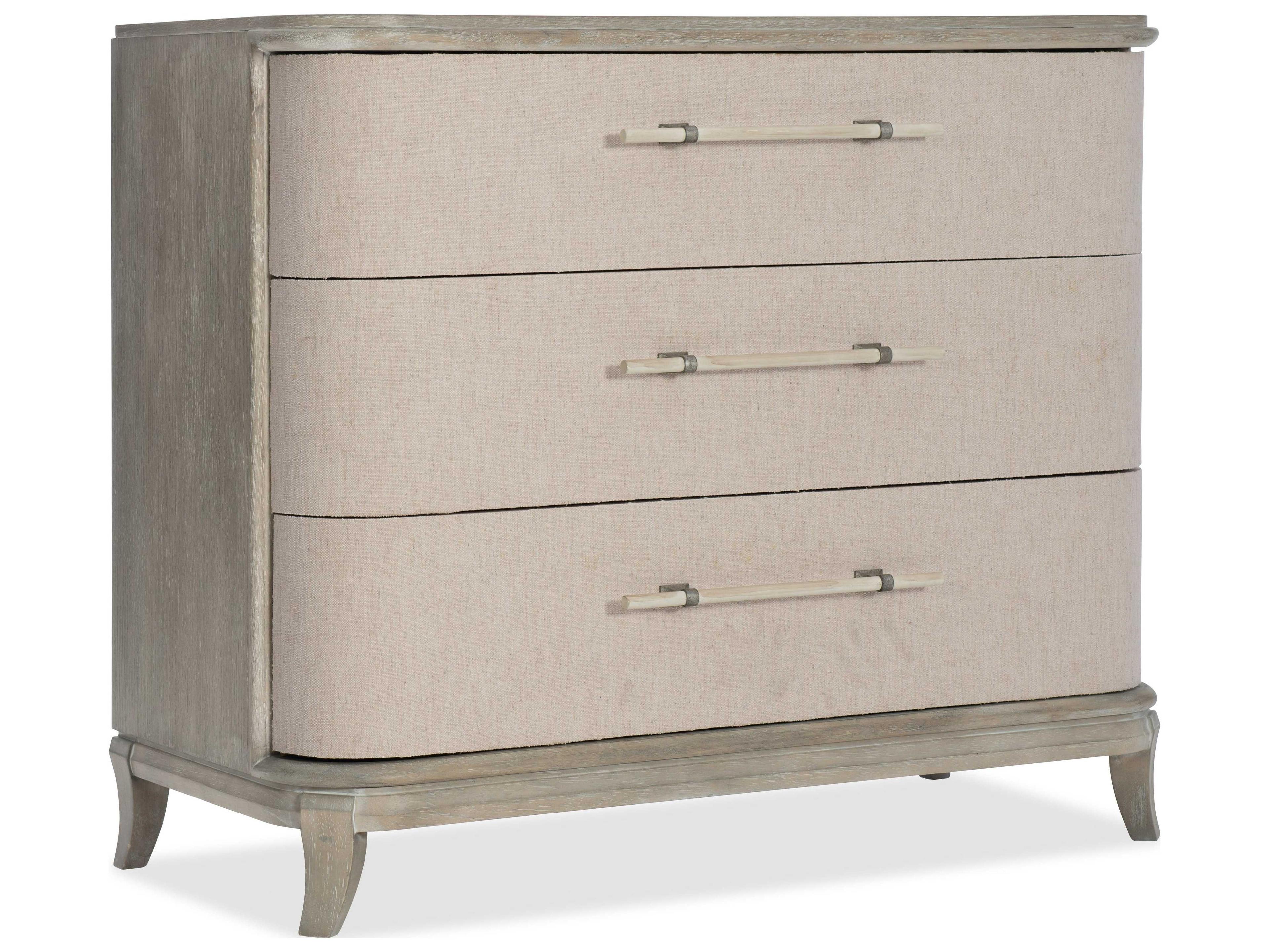 Affinity 3-Drawer Bachelor Chest Greige Oak Fabric Fronts