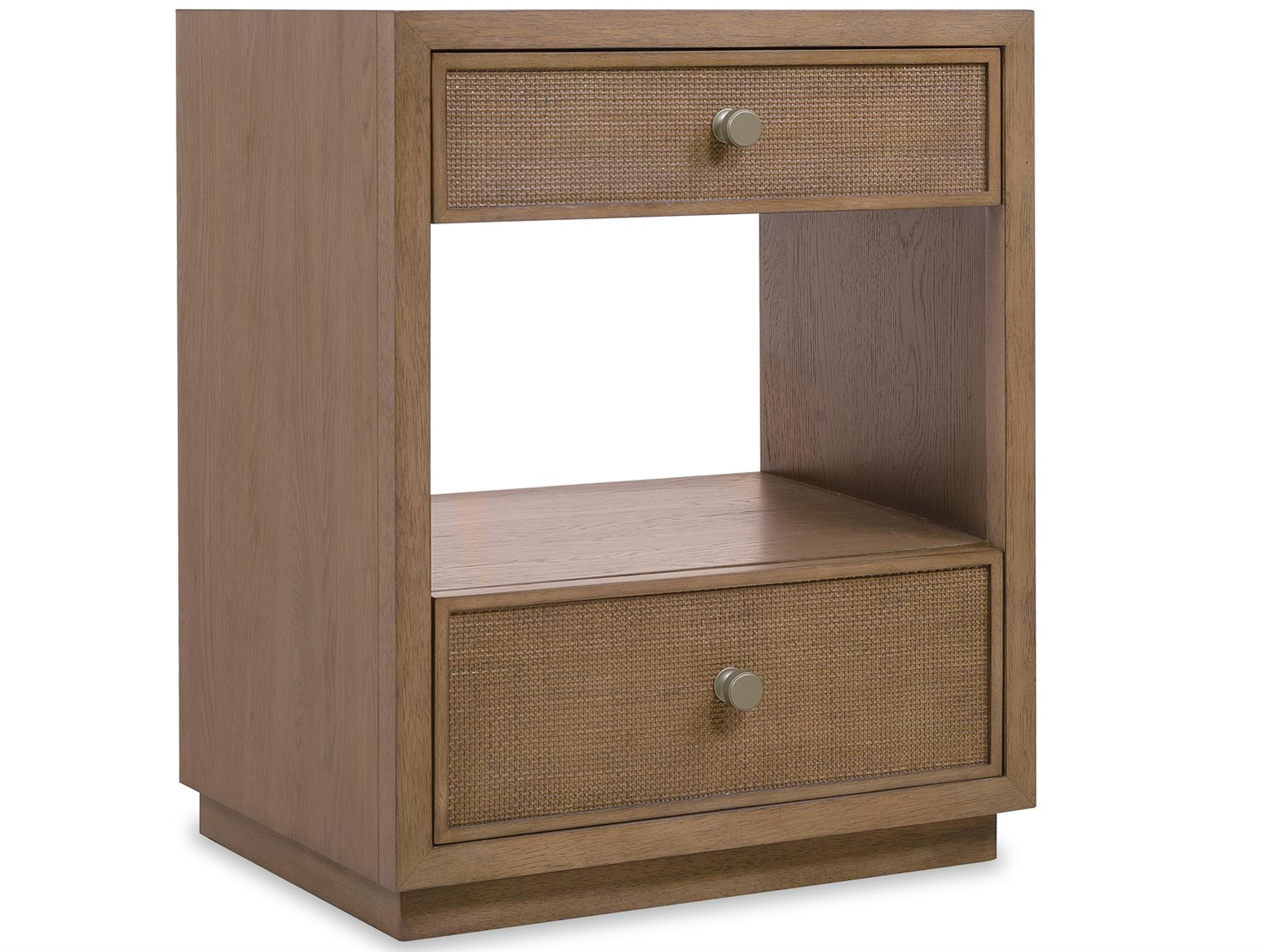 Sonnet 2-Drawers Brown Oak Wood Nightstand
