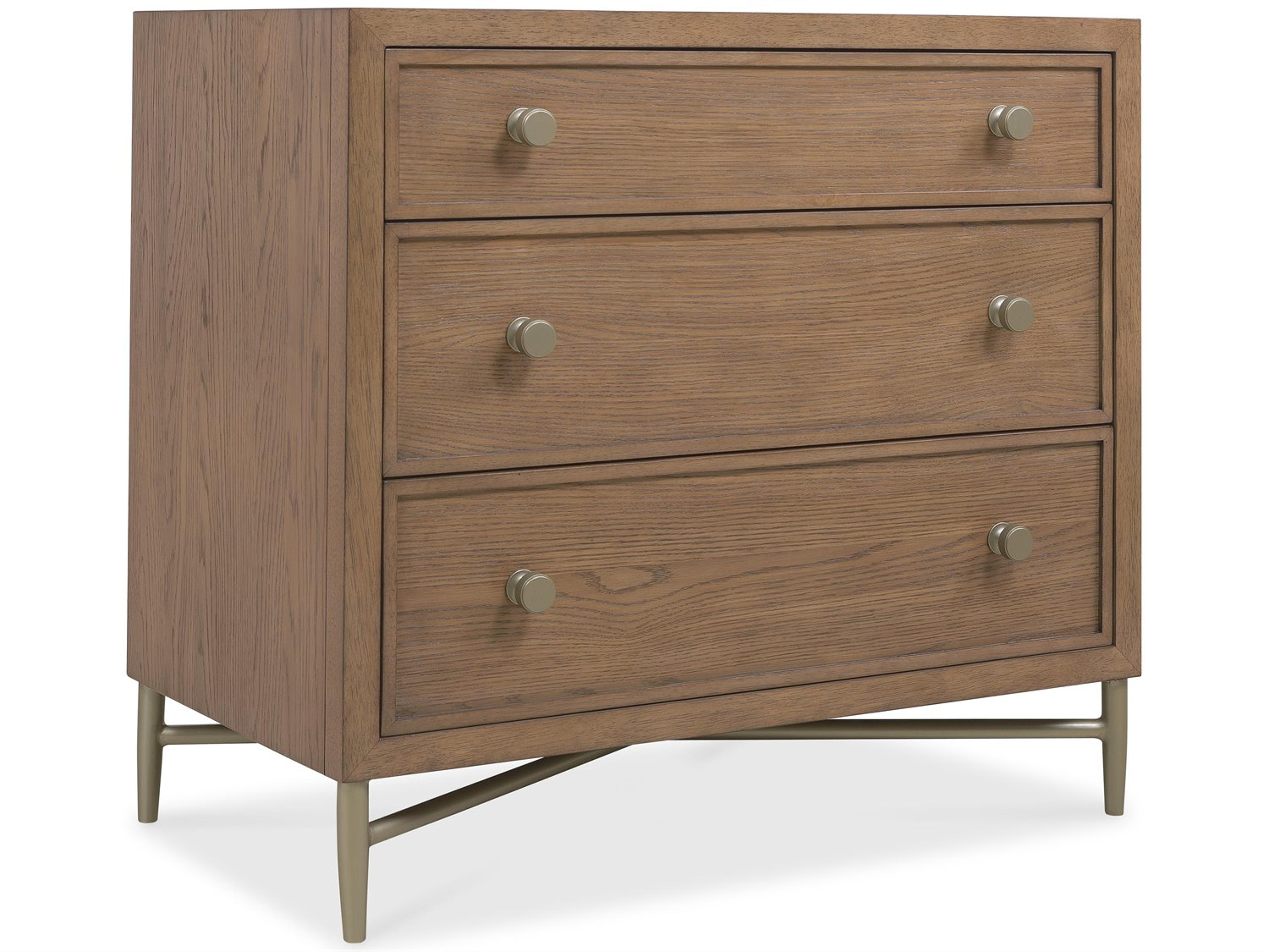 Sonnet 3-Drawers Brown Oak Wood Nightstand