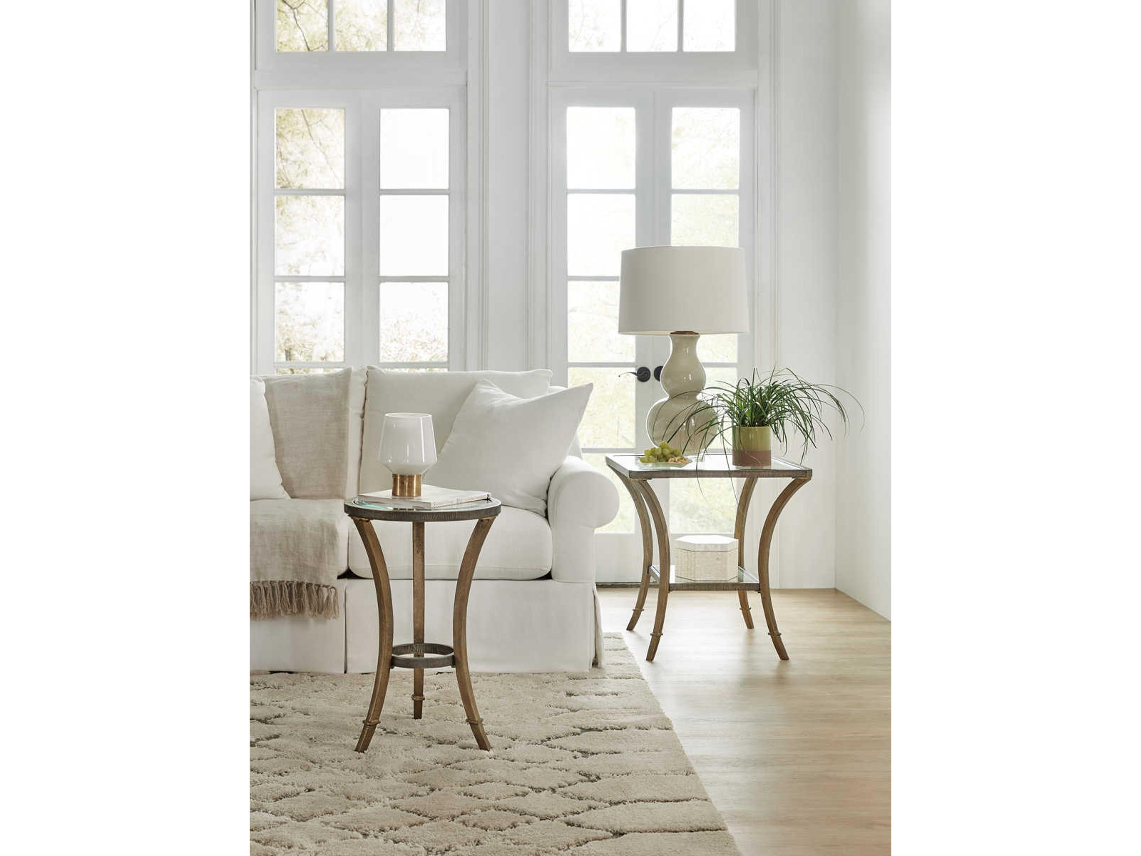 Luxecor Martini Round Glass Gold End Table