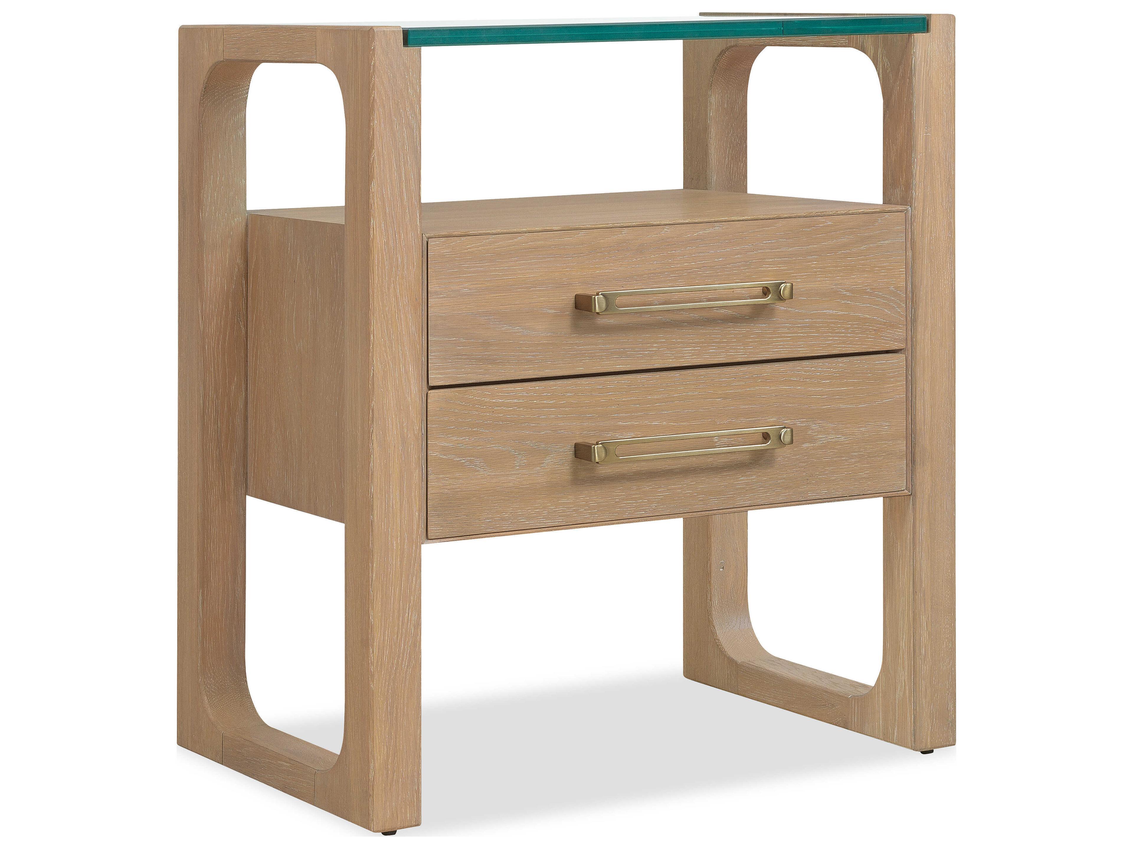Banyon Bay 2-Drawers Oak Wood Nightstand