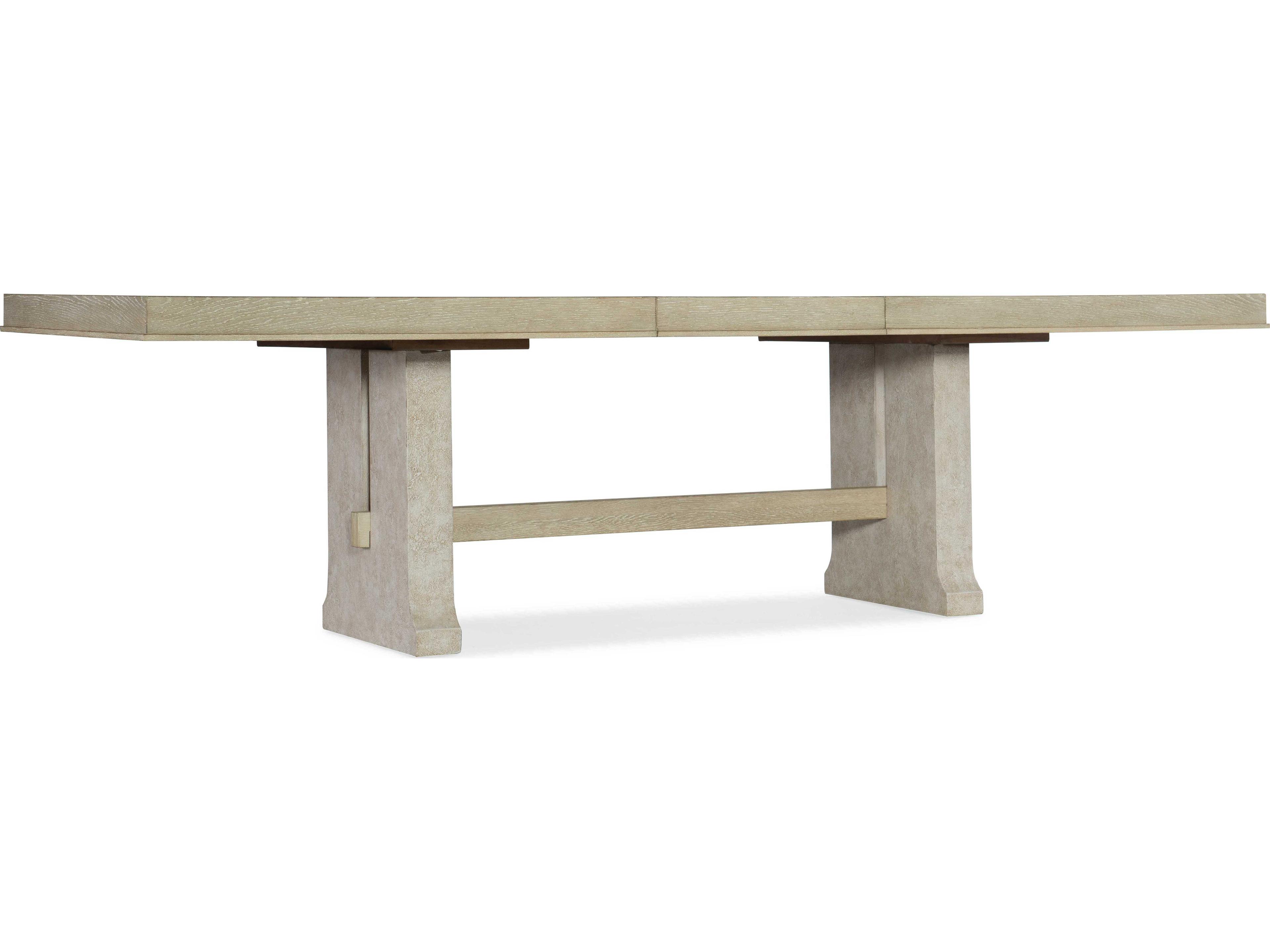 Luxecor Heritage Extendable Rectangular Terrain Textured Gesso Light Wood Dining Table