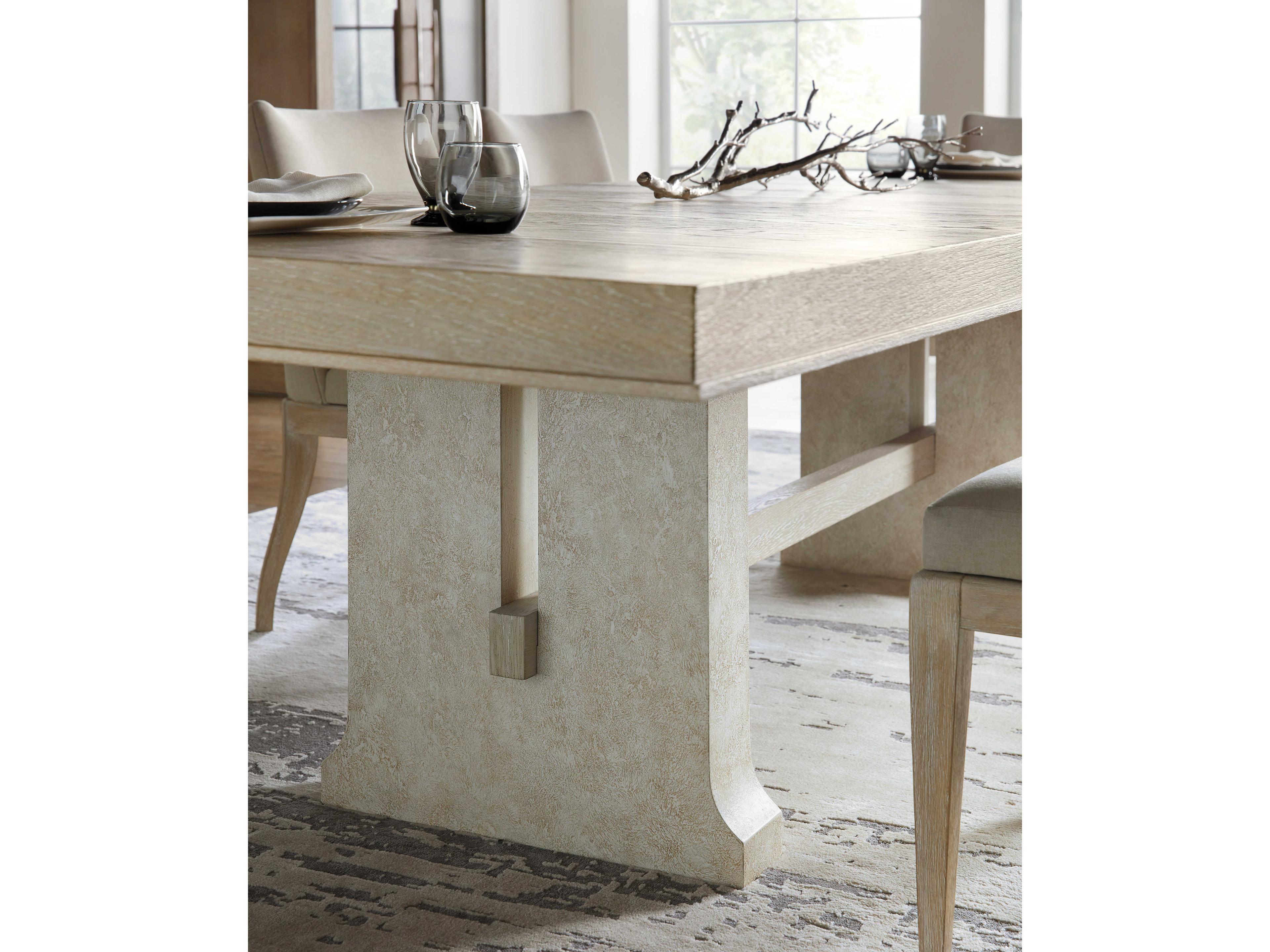 Luxecor Heritage Extendable Rectangular Terrain Textured Gesso Light Wood Dining Table