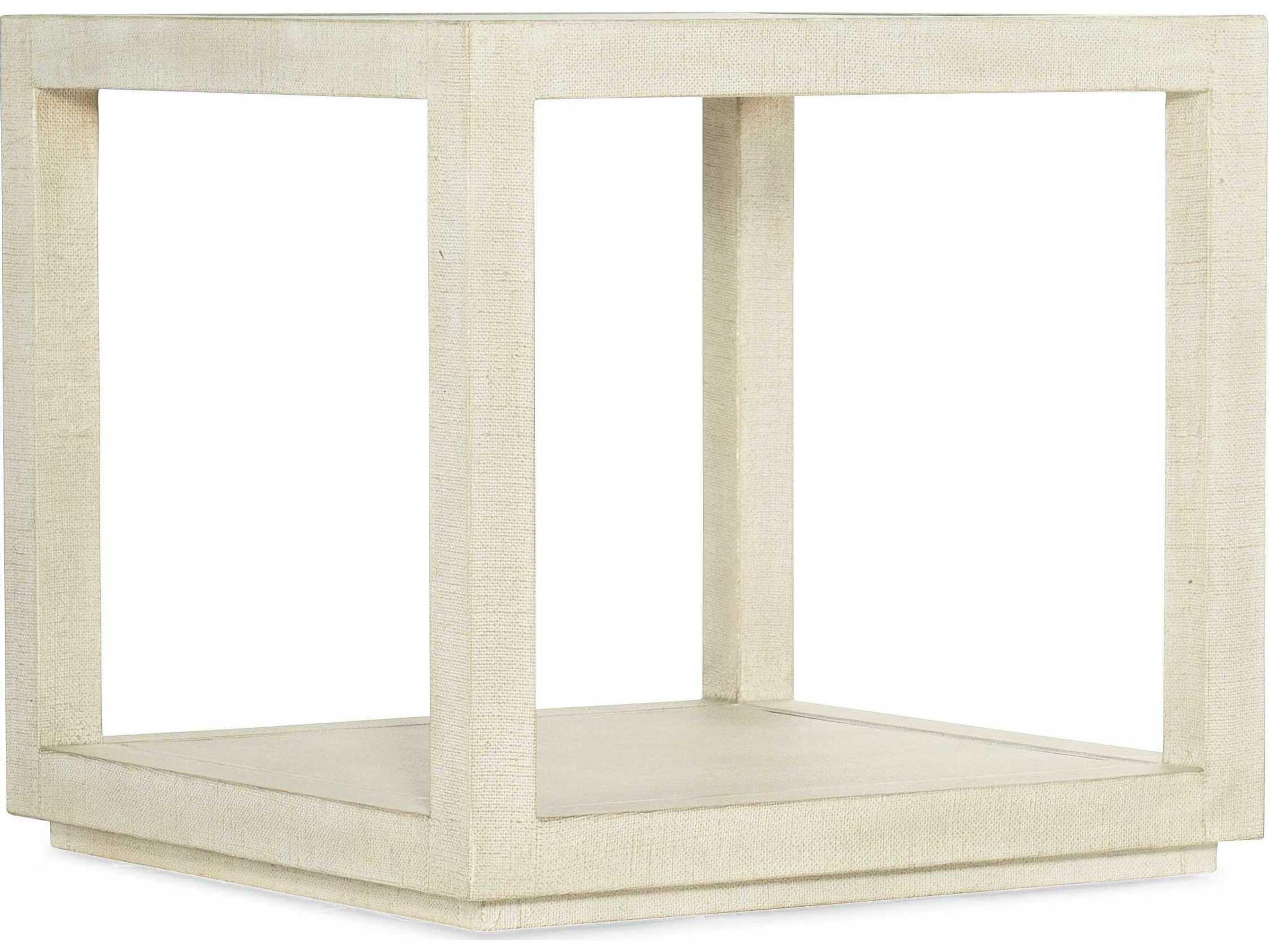Cascade Square Fabric Pebble Beach Champagne End Table