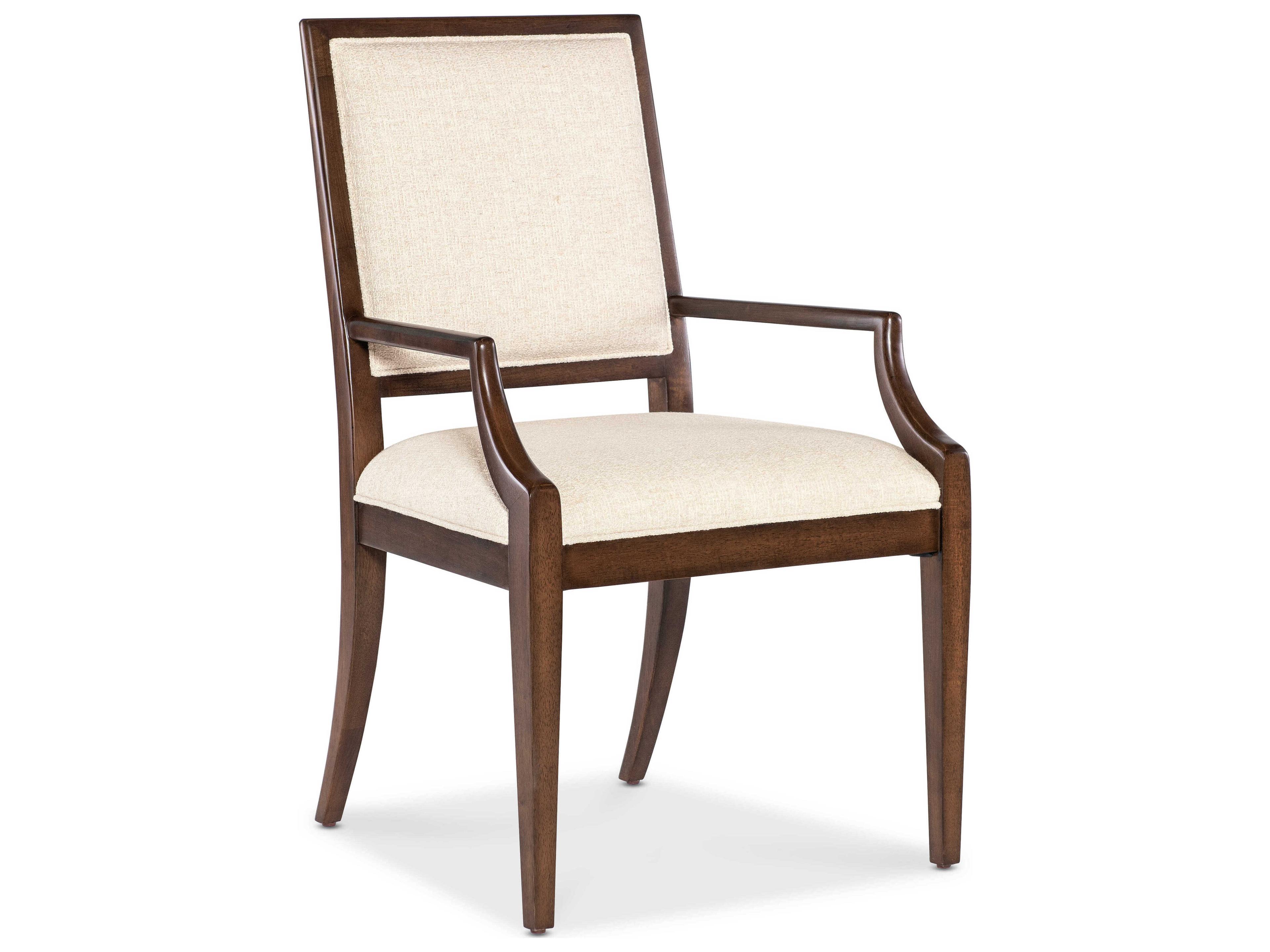 Archives Walnut Wood Brown Upholstered Arm Dining Chair