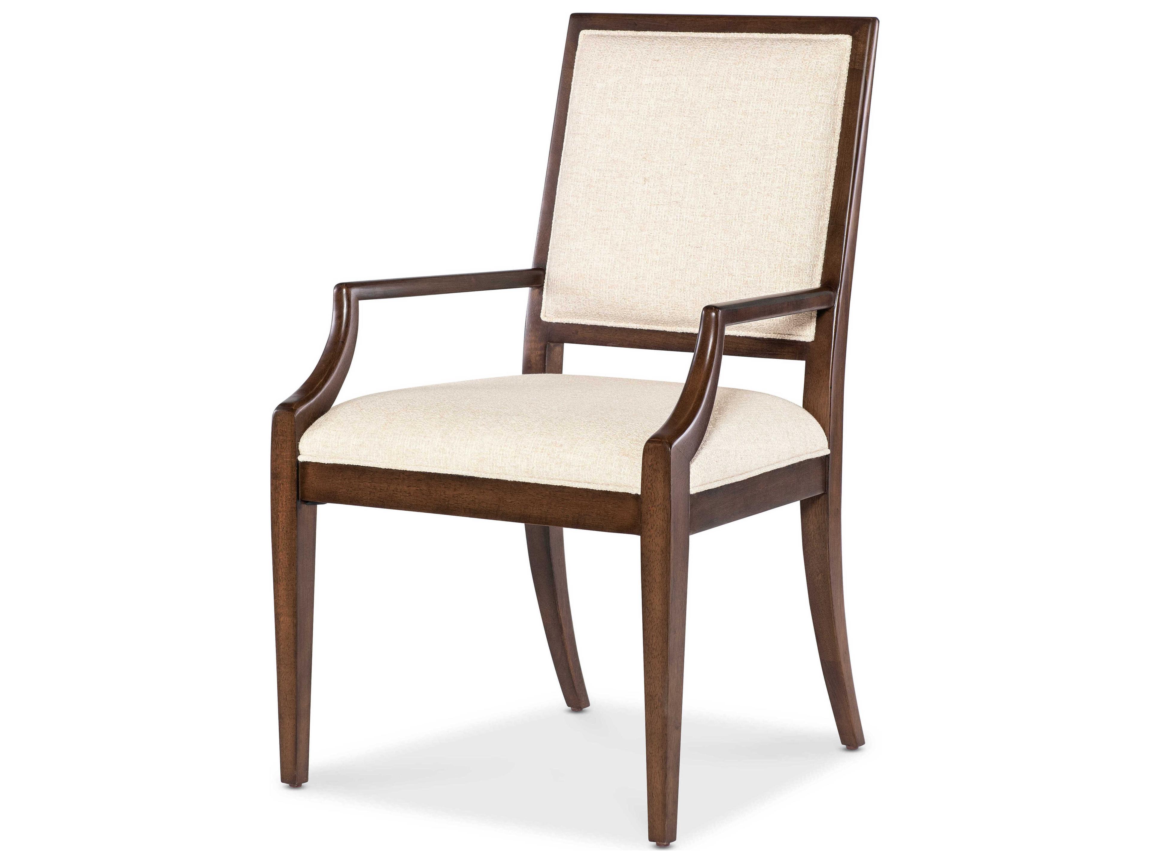 Hooker Furniture Archives Walnut Wood Brown Upholstered Arm Dining Chair