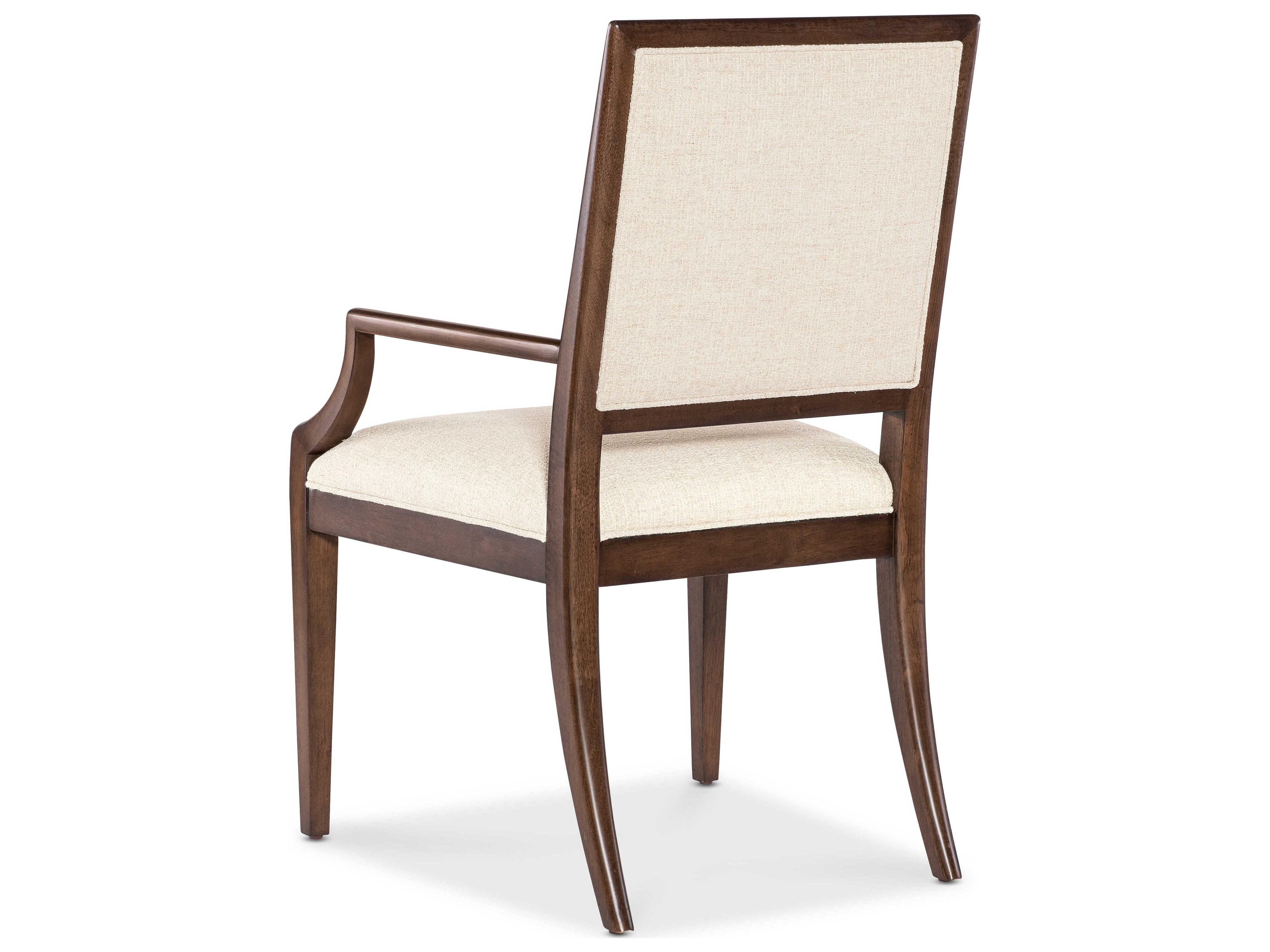 Hooker Furniture Archives Walnut Wood Brown Upholstered Arm Dining Chair
