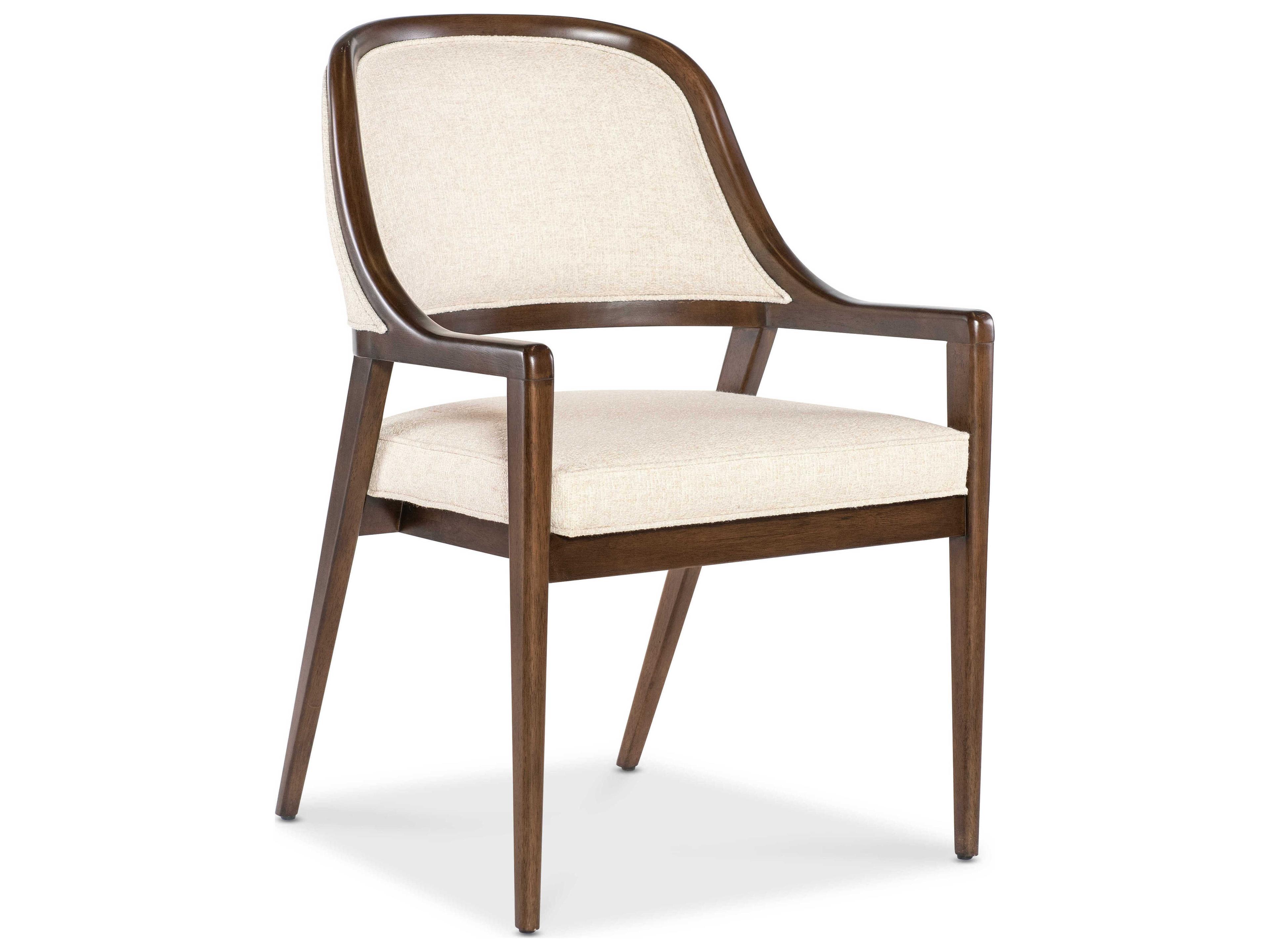 Hooker Furniture Archives Walnut Wood Brown Upholstered Arm Dining Chair