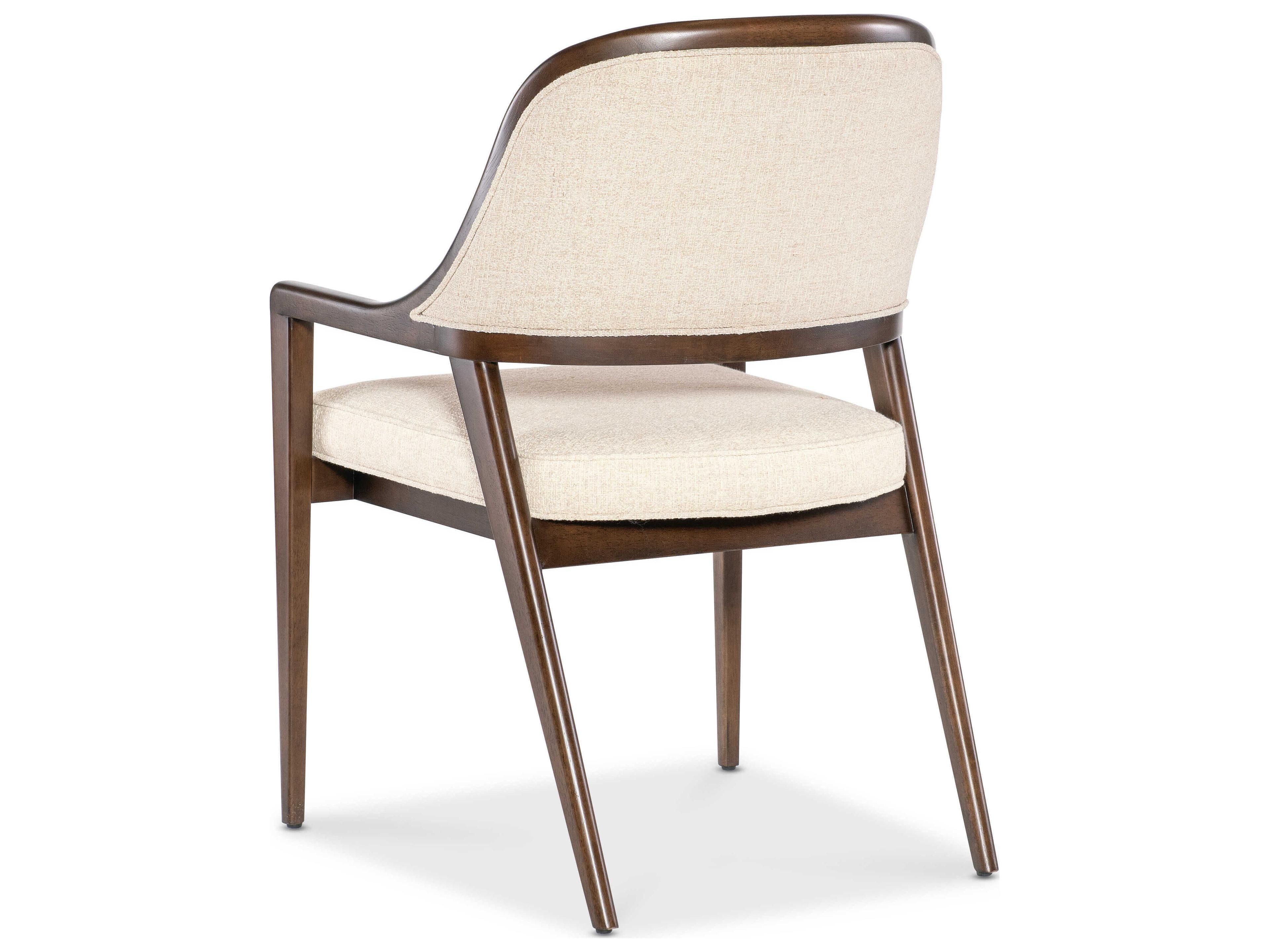 Hooker Furniture Archives Walnut Wood Brown Upholstered Arm Dining Chair