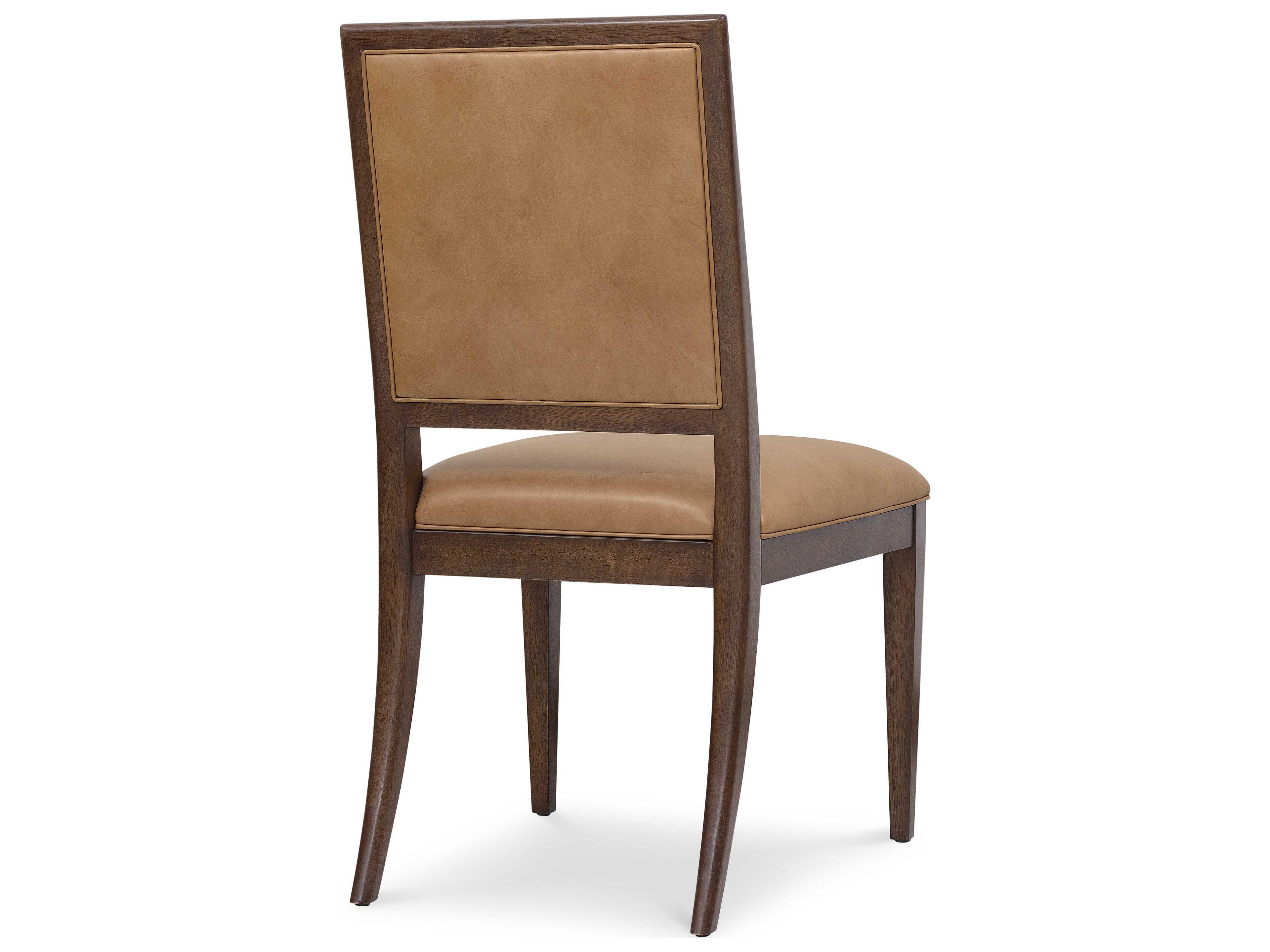 Hooker Furniture Archives Walnut Wood Brown Leather Armless Dining Chair