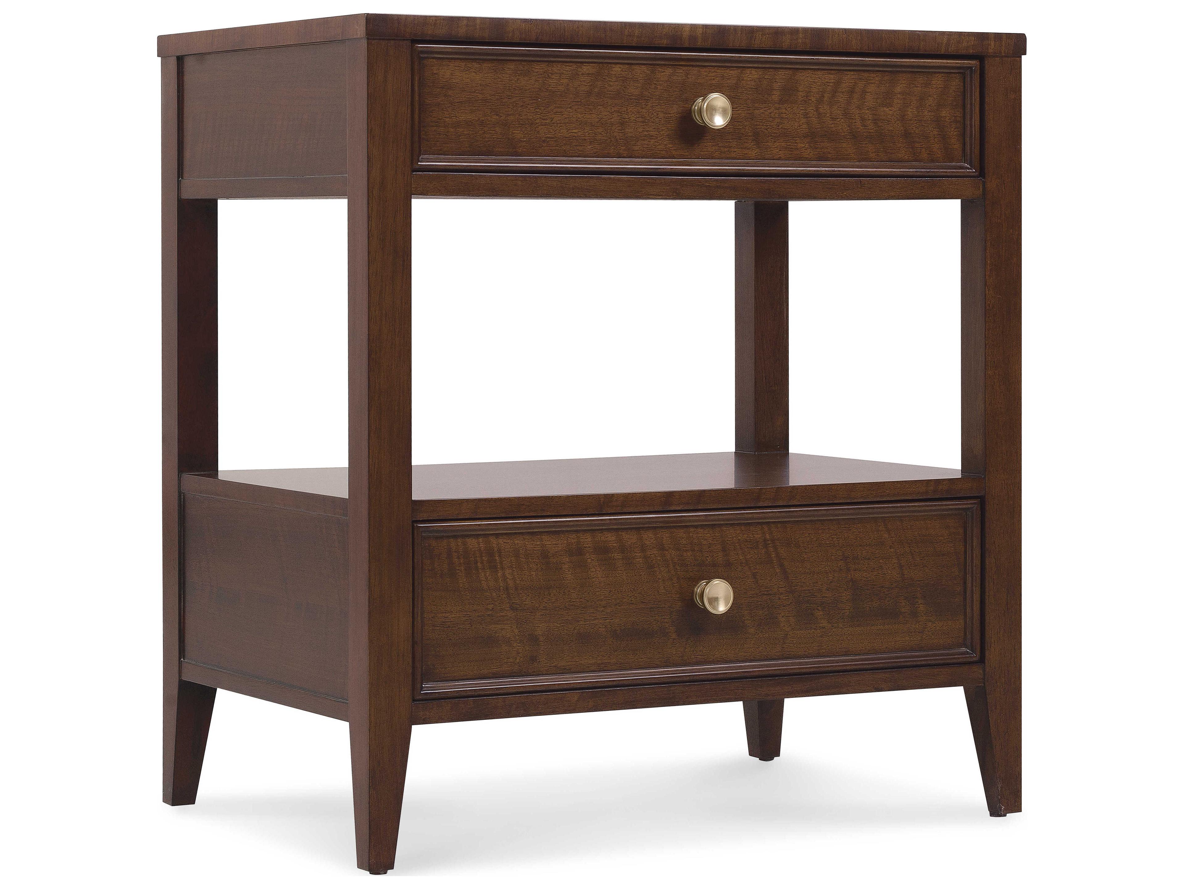 Archives 2-Drawers Brown Oak Wood Nightstand