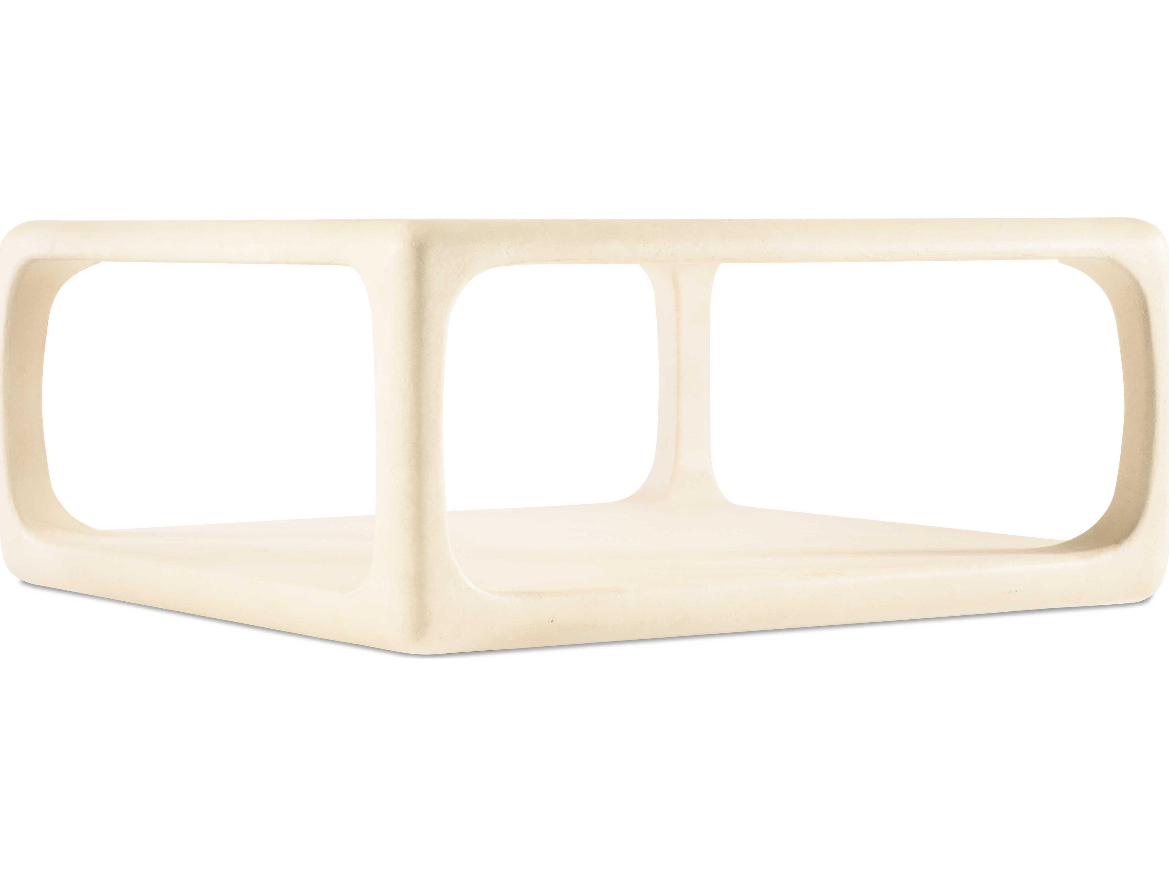 Westwood Square Wood Textured Alabaster Plaster White Coffee Table