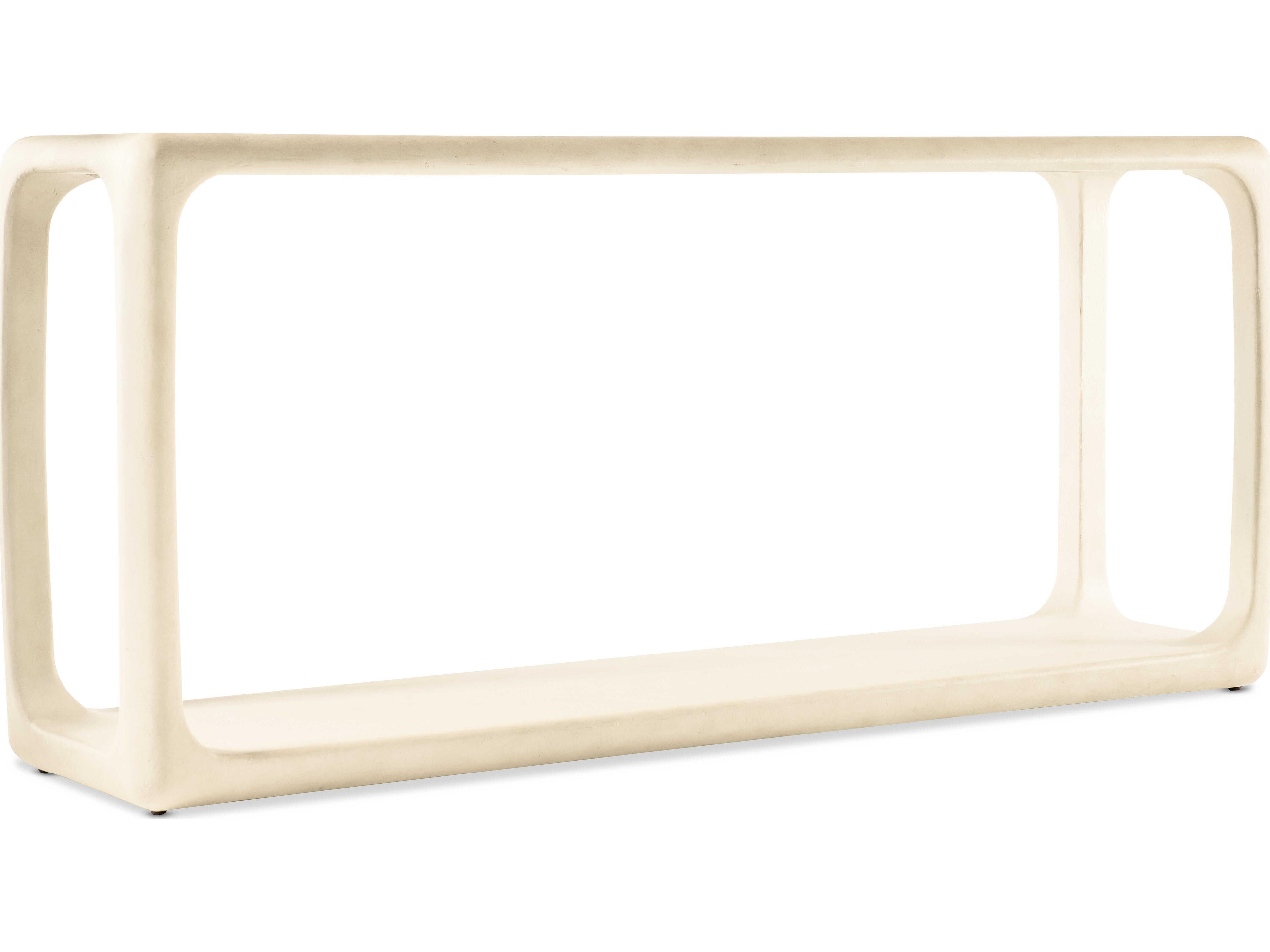 Westwood Rectangular Wood Textured Alabaster Plaster White Console Table