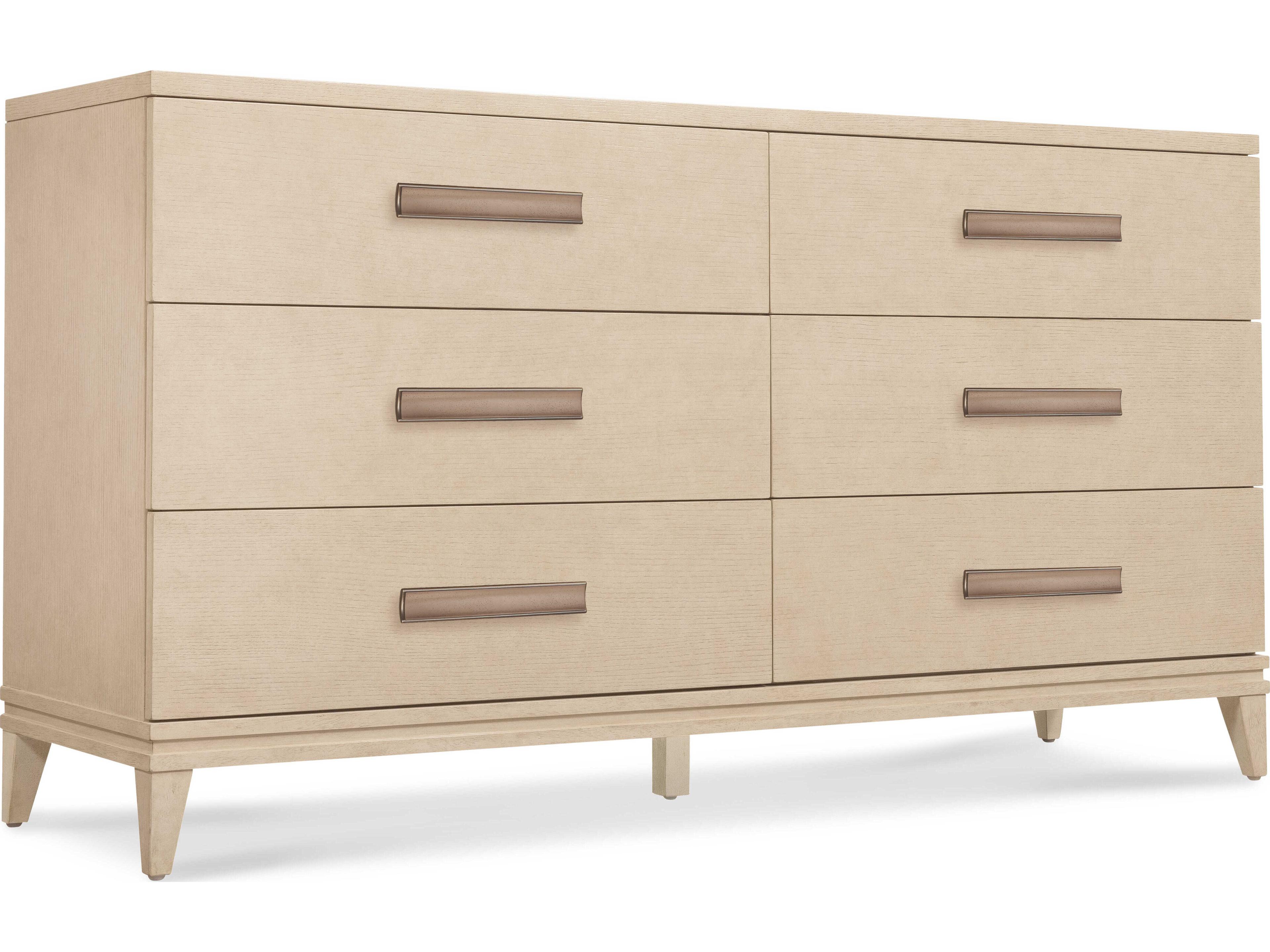 Westwood 6-Drawers Brown Oak Wood Double Dresser