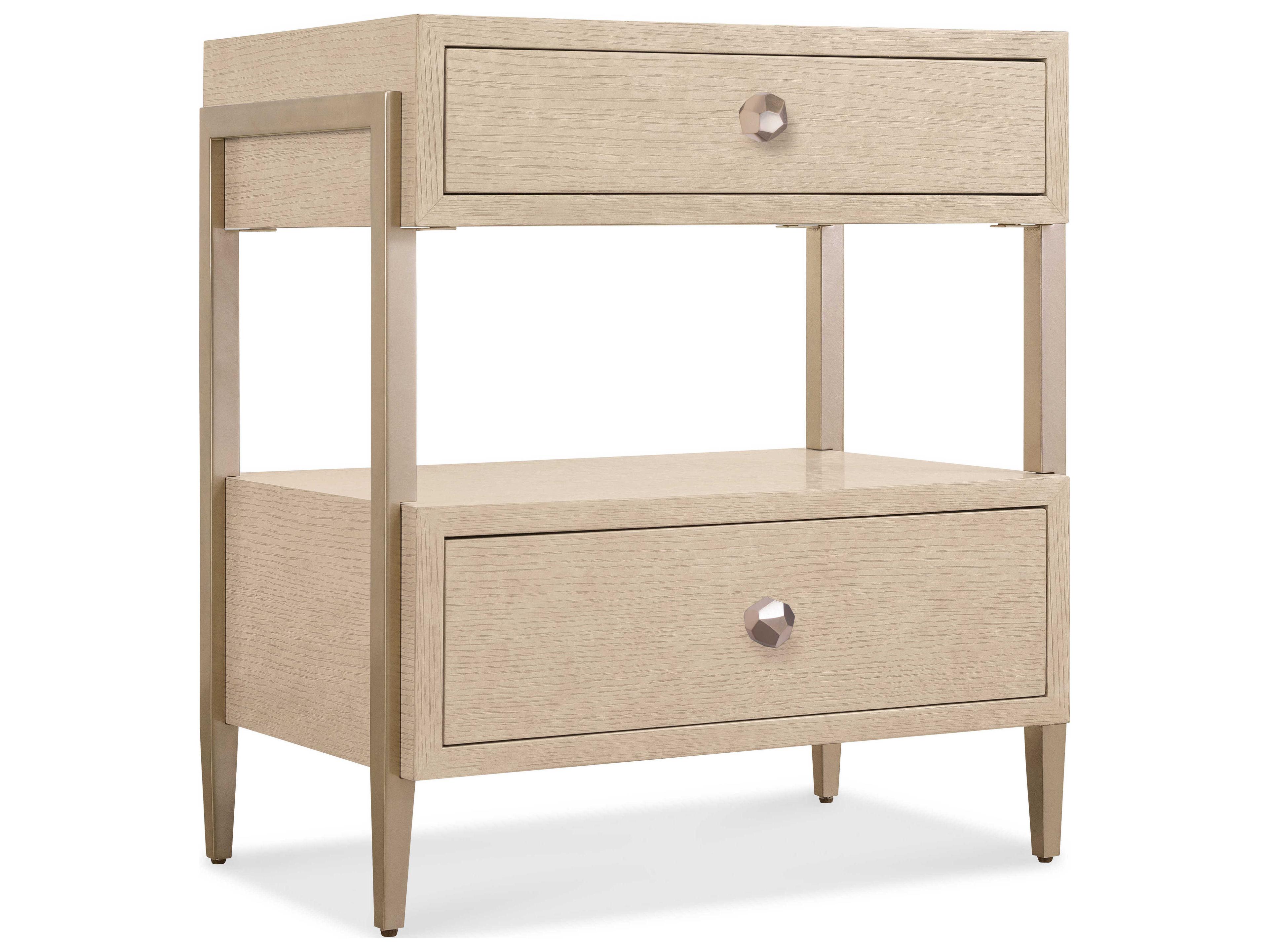 Westwood 2-Drawers Beige Oak Wood Nightstand
