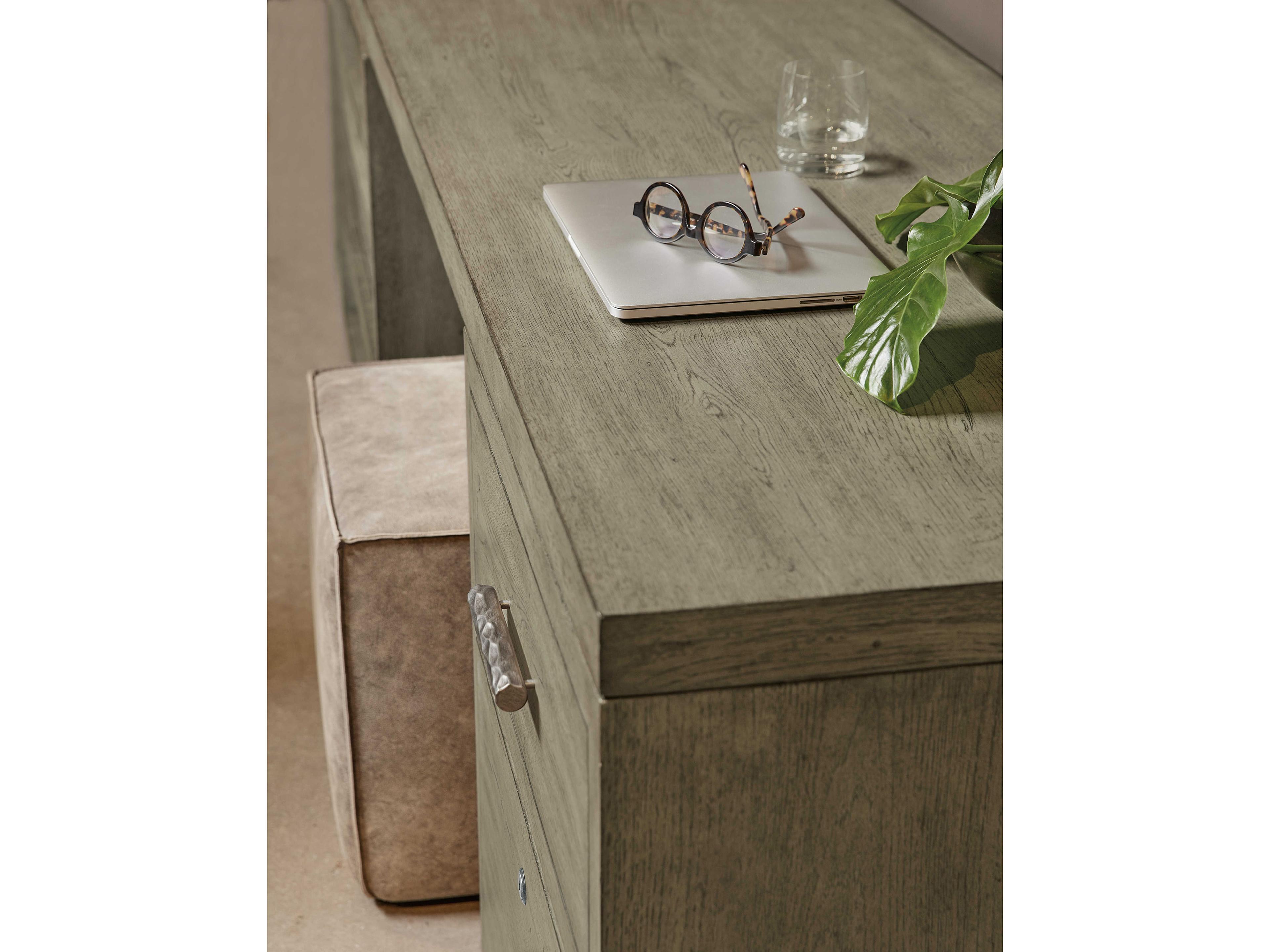 Luxecor Heritage Wood Gray Hardwood Secretary Desk with Two Files