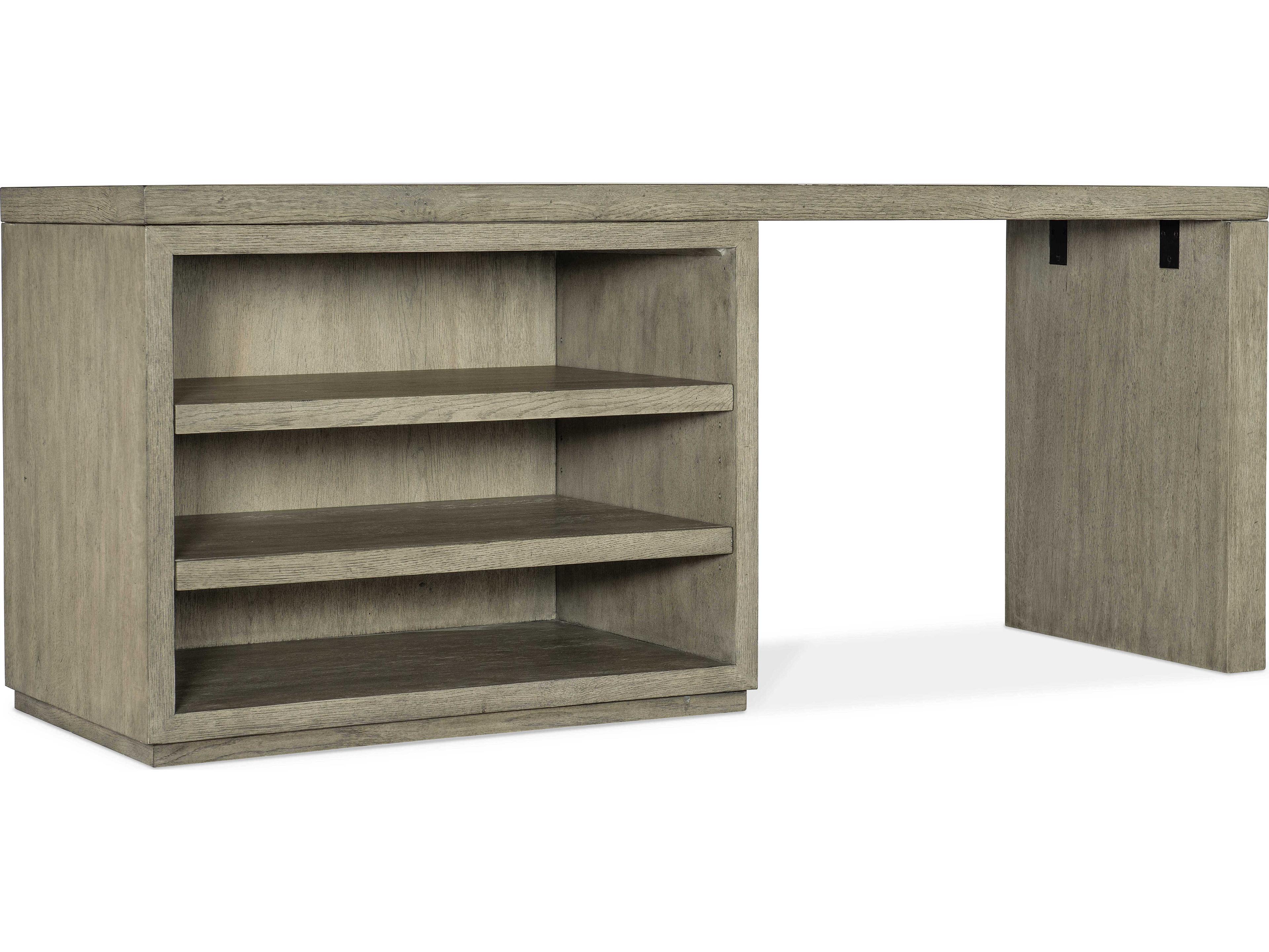 Hooker Furniture Linville Falls Wood Gray Oak Secretary Desk with Open Cabinet