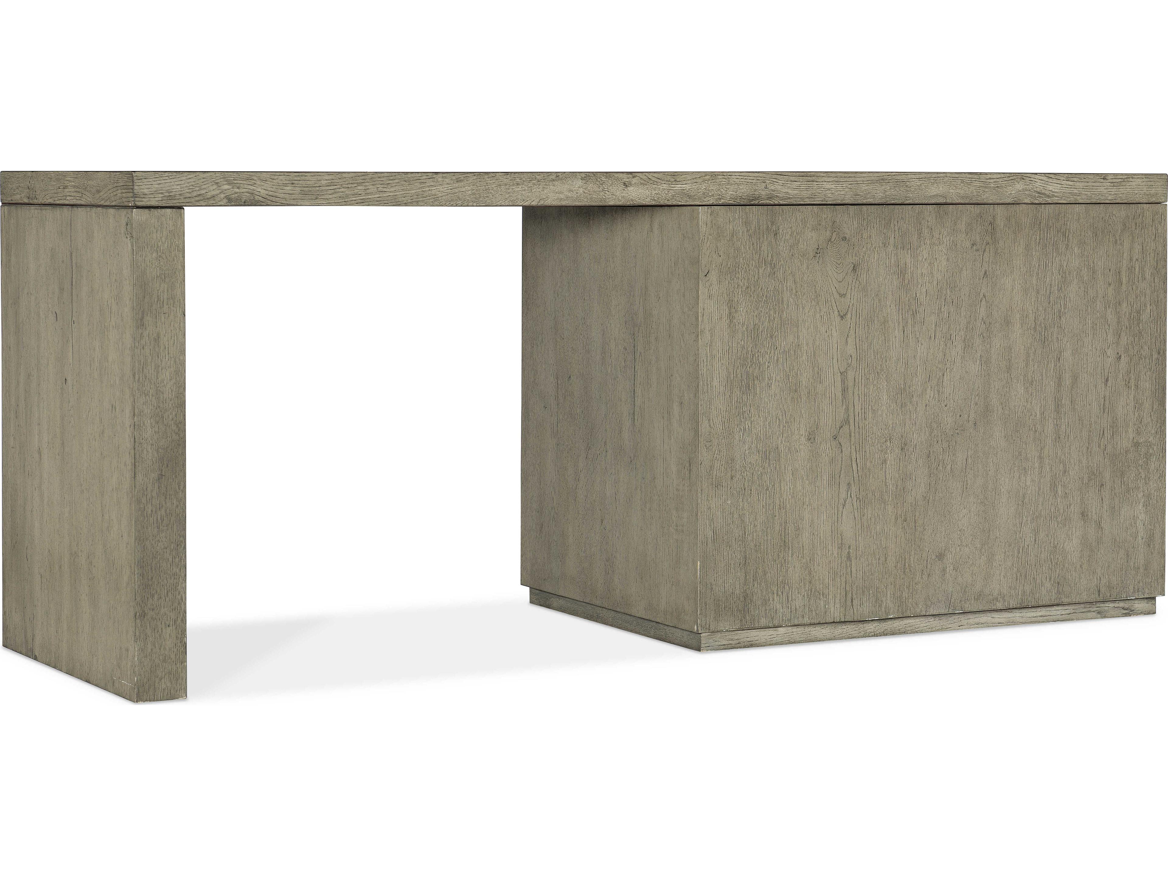 Hooker Furniture Linville Falls Wood Gray Oak Secretary Desk with Open Cabinet