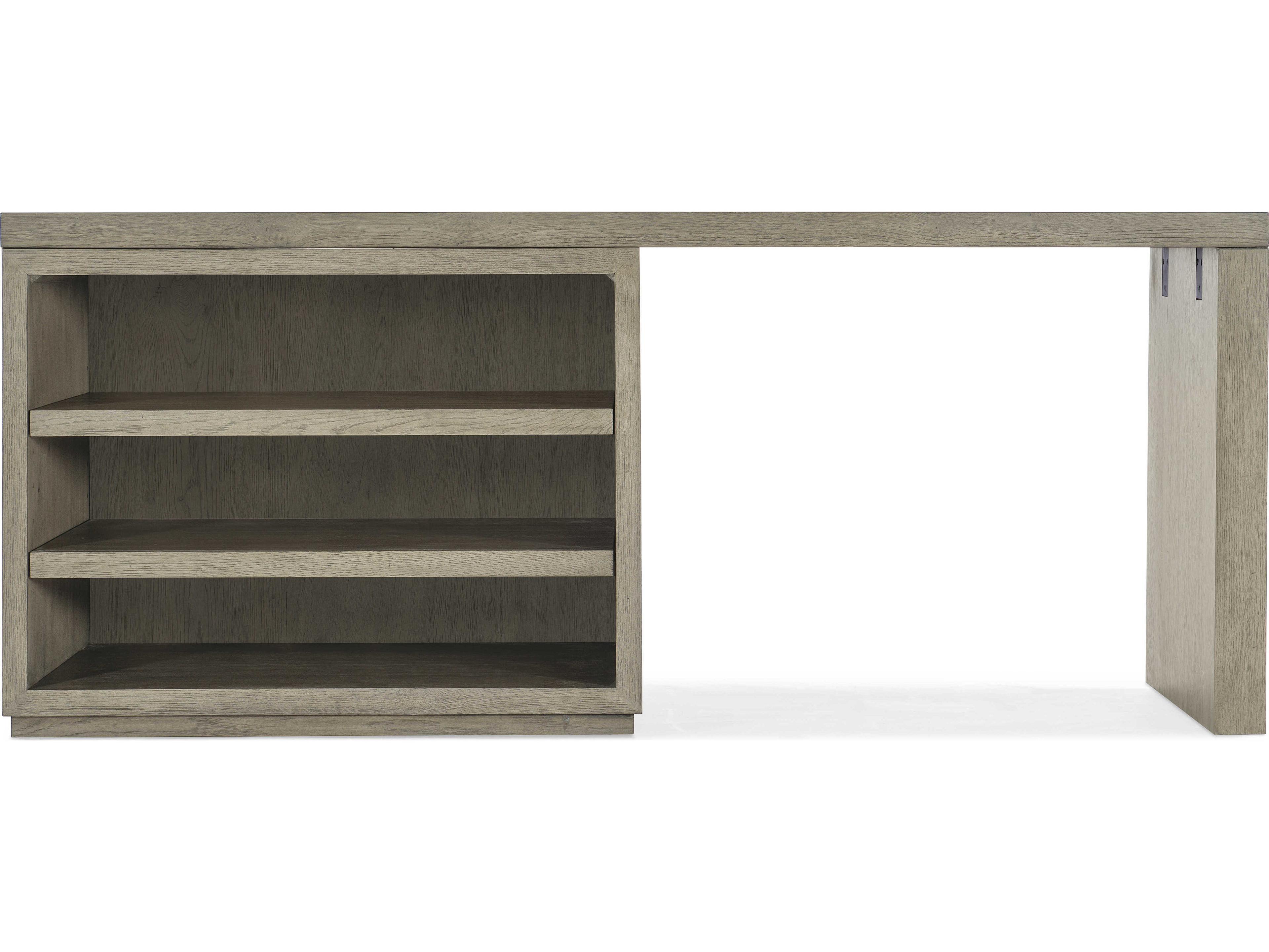 Hooker Furniture Linville Falls Wood Gray Oak Secretary Desk with Open Cabinet