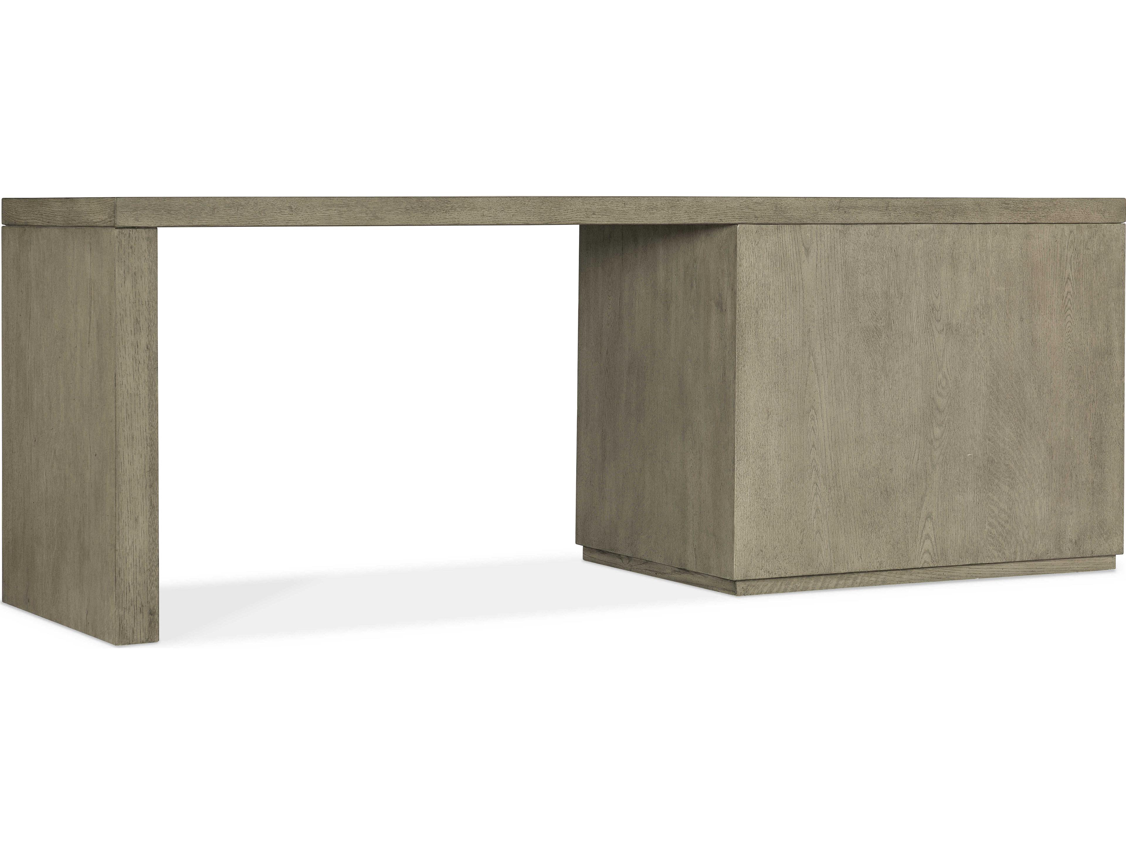 Hooker Furniture Linville Falls Wood Gray Oak Secretary Desk with Open Cabinet