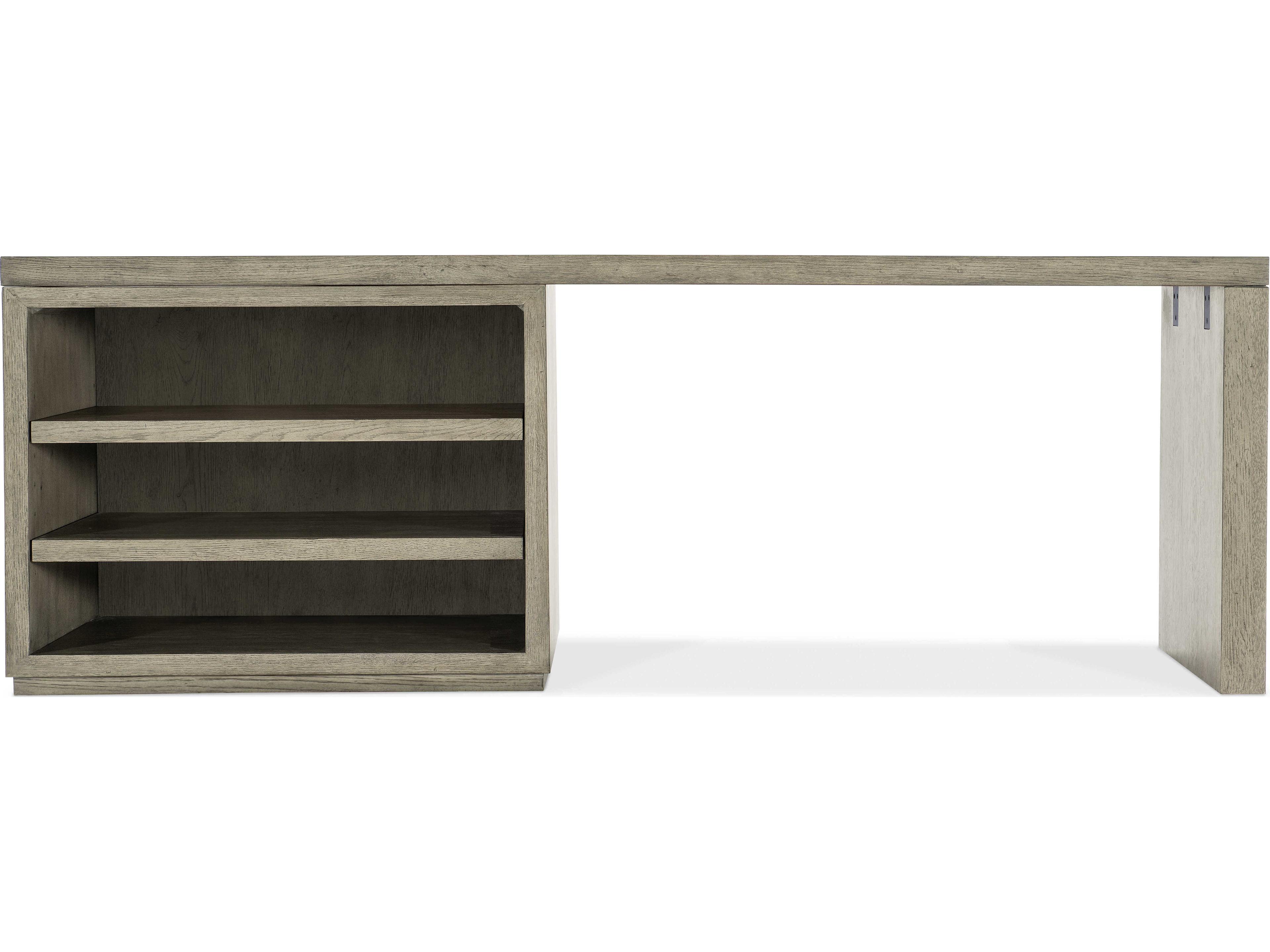 Hooker Furniture Linville Falls Wood Gray Oak Secretary Desk with Open Cabinet