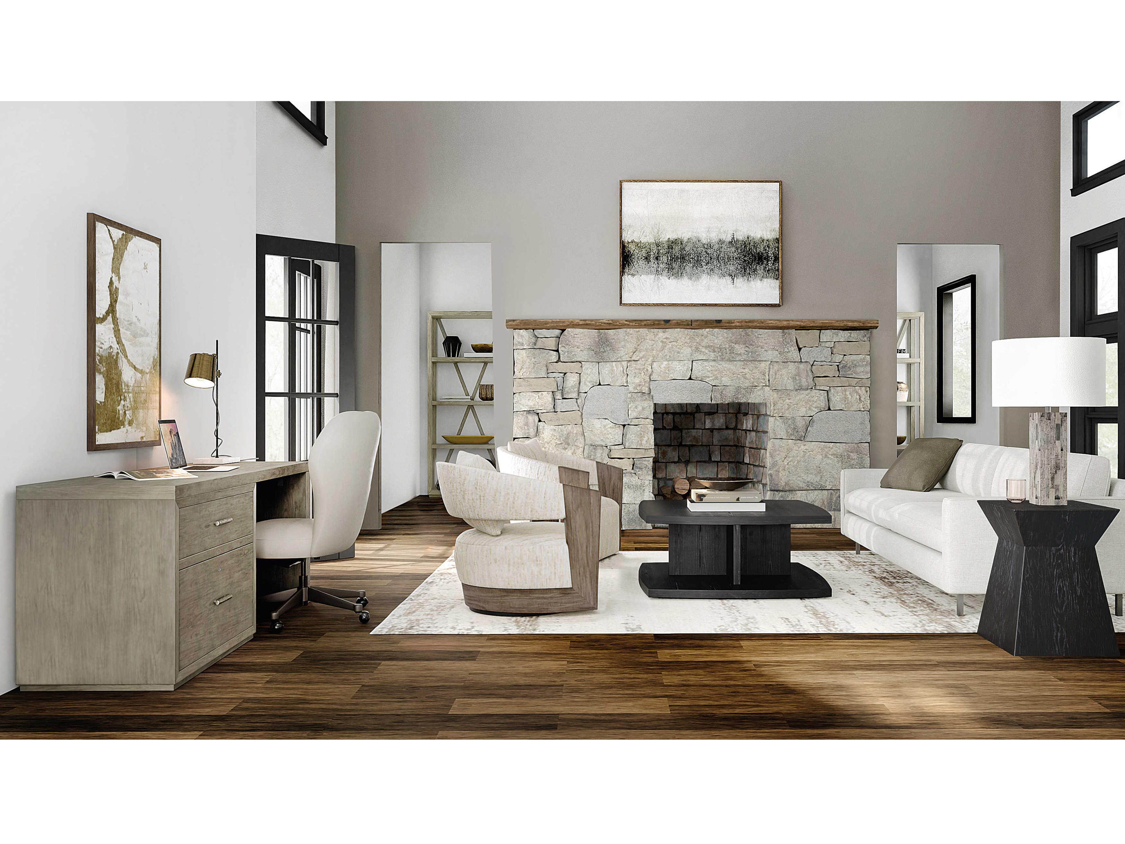 Hooker Furniture Linville Falls Wood Gray Oak Secretary Desk with Lateral File