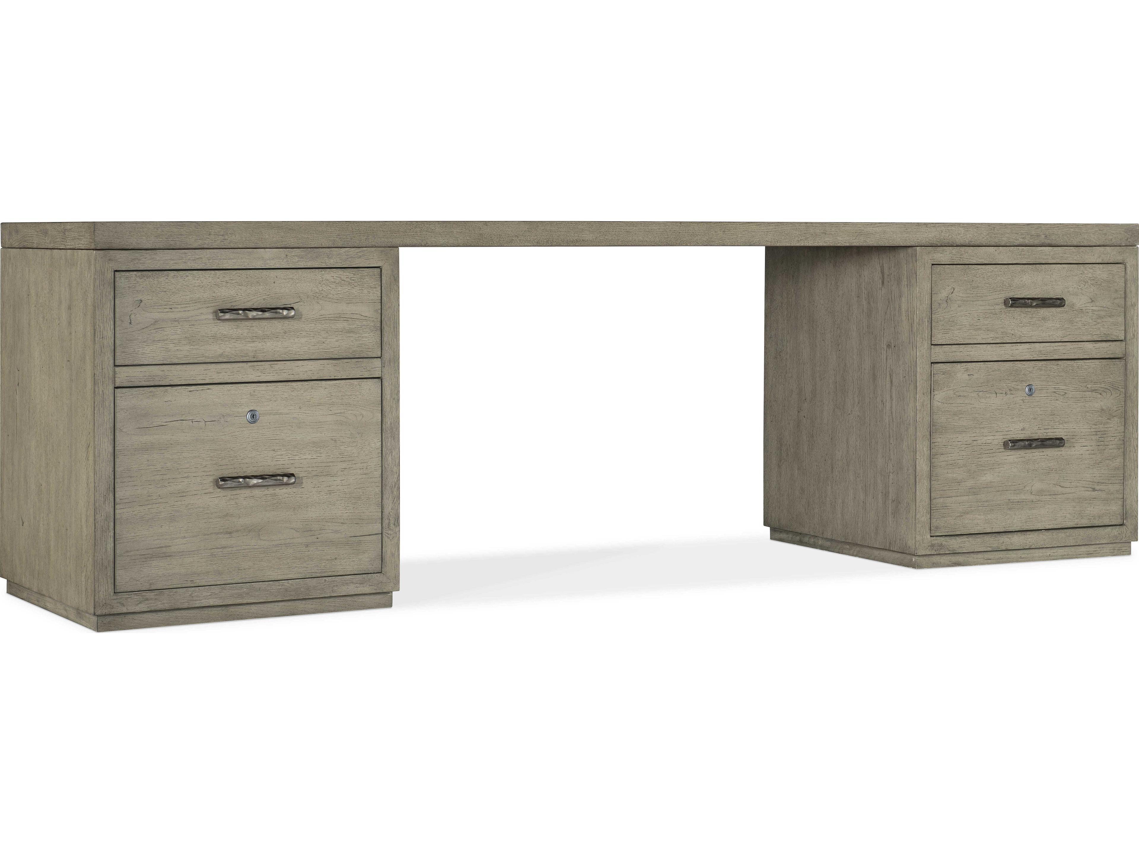 Linville Falls Wood Gray Oak Secretary Desk with Two Files