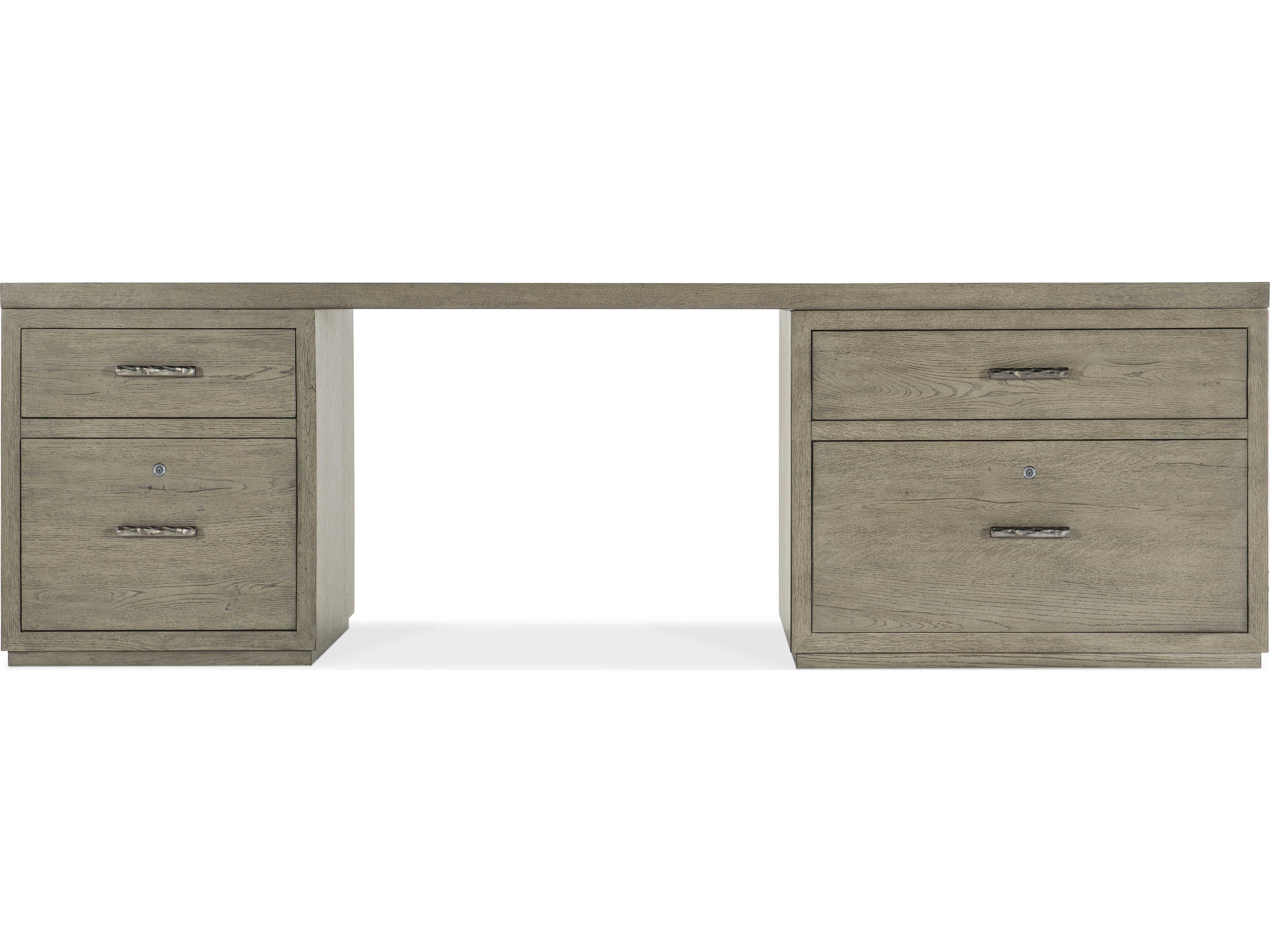 Hooker Furniture Linville Falls Wood Gray Oak Secretary Desk with Small File and Lateral