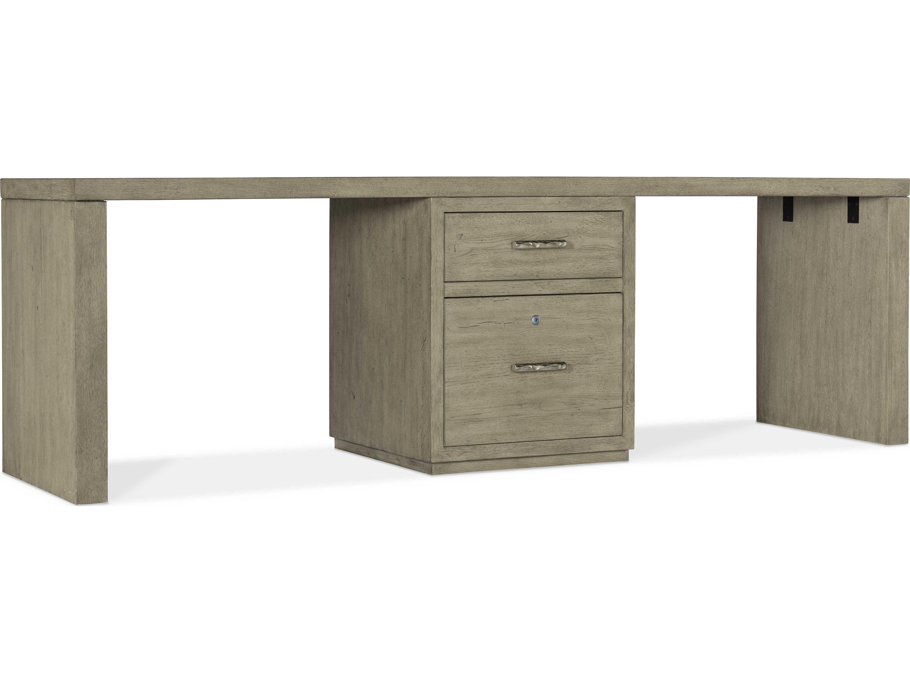 Heritage Wood Gray Oak Secretary Desk with One Centered File
