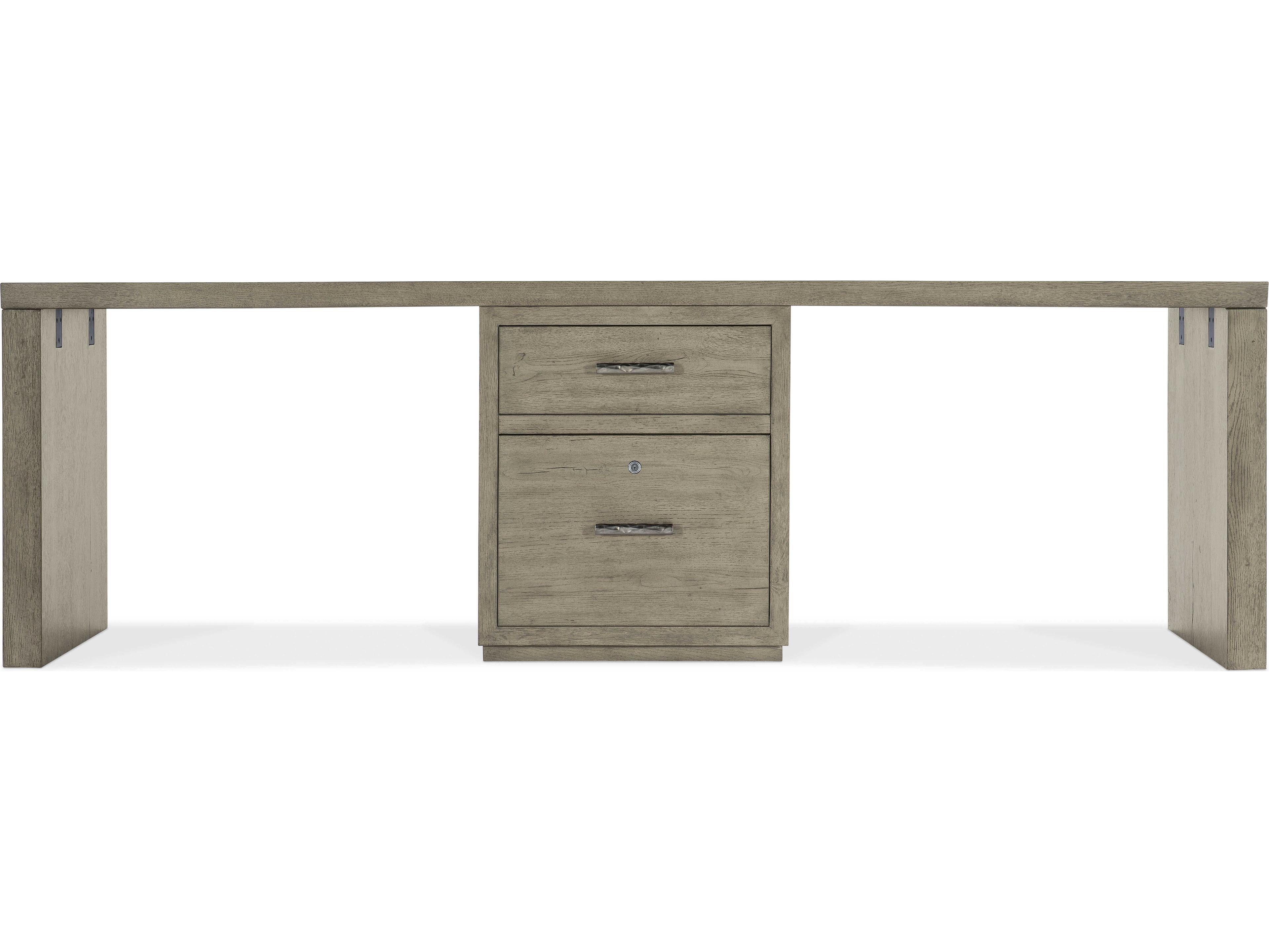 Luxecor Heritage Wood Gray Oak Secretary Desk with One Centered File
