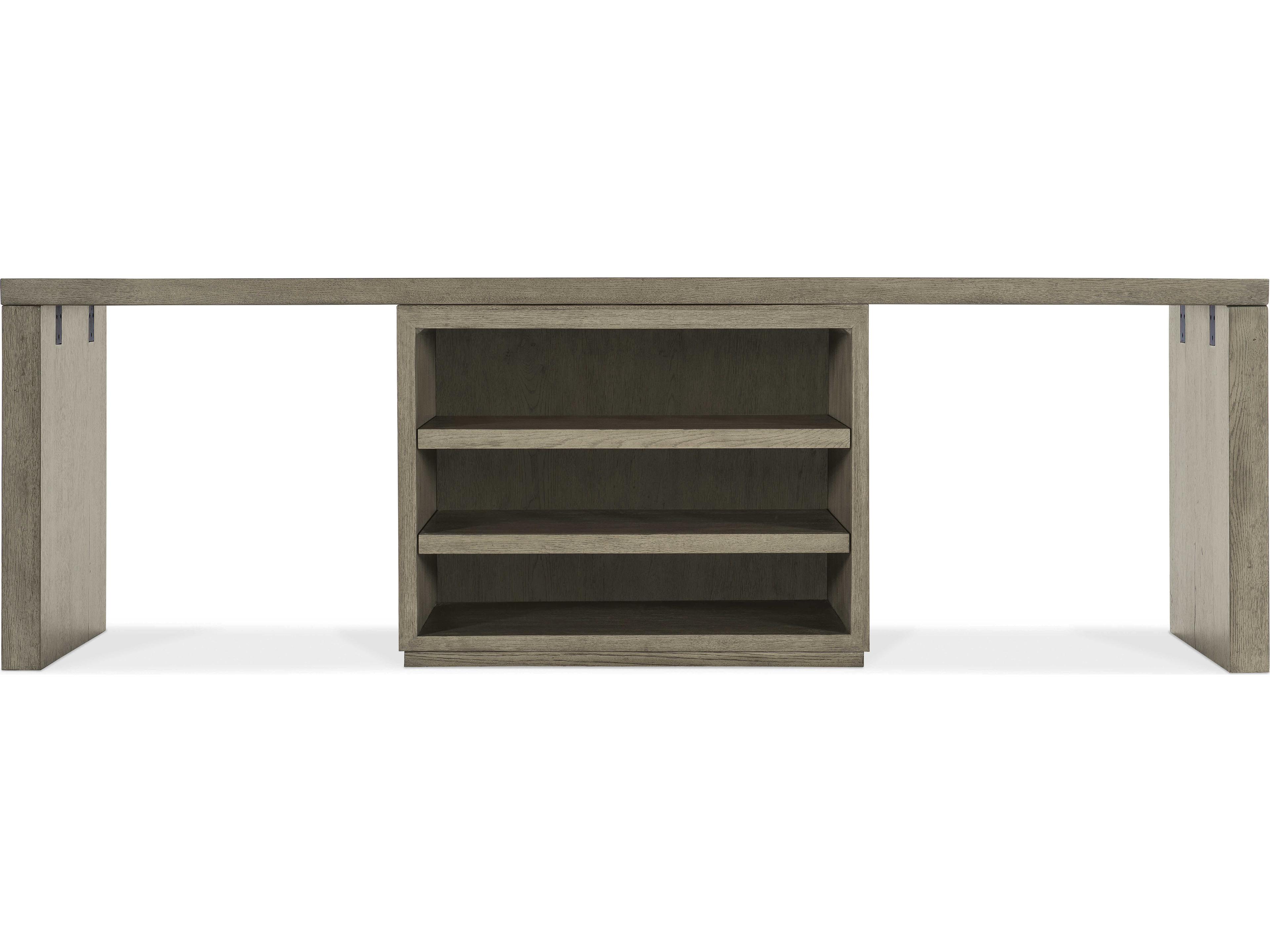 Hooker Furniture Linville Falls Wood Gray Oak Secretary Desk with Centered Open Cabinet