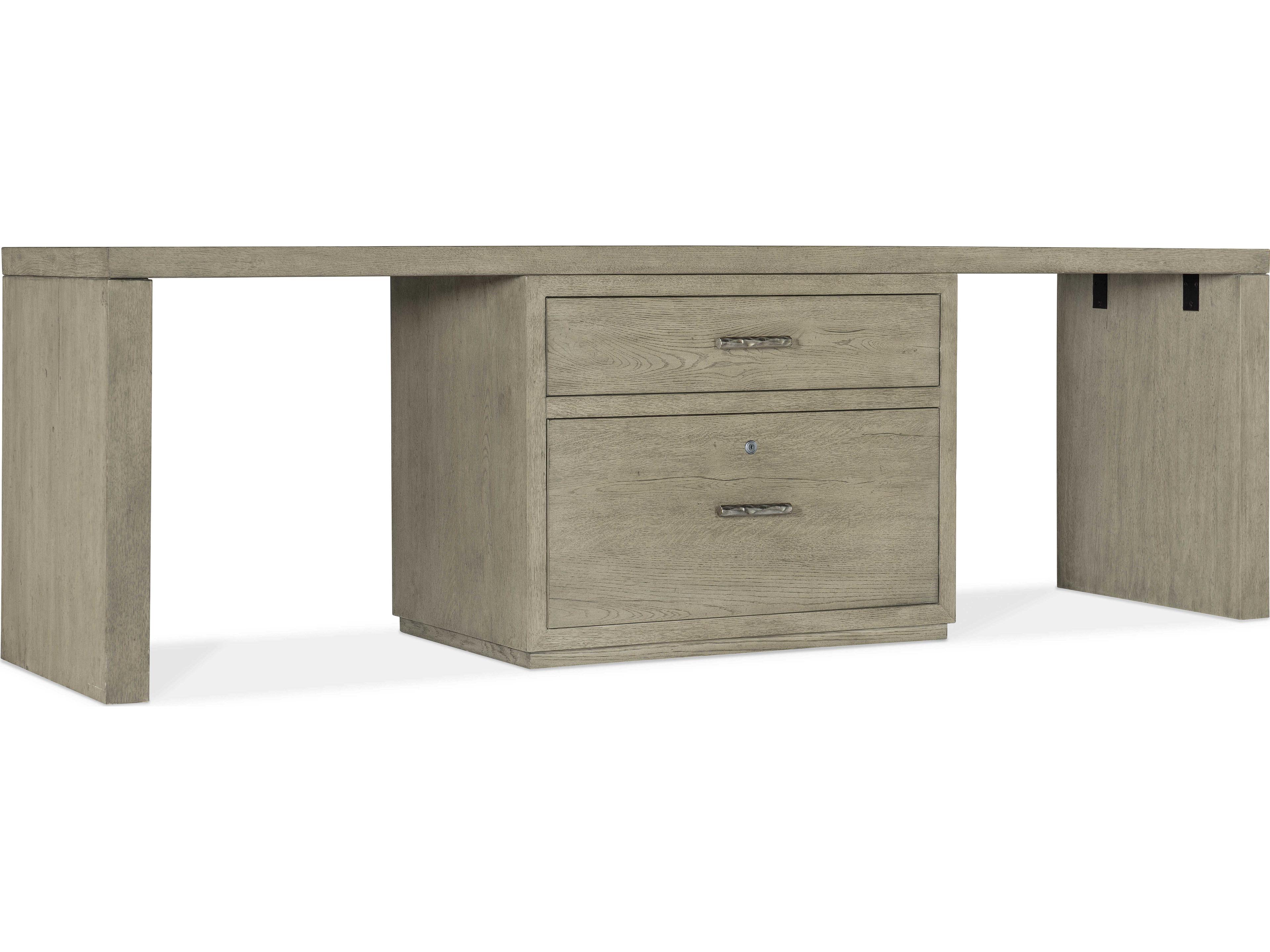 Linville Falls Wood Gray Oak Secretary Desk with Centered Lateral File