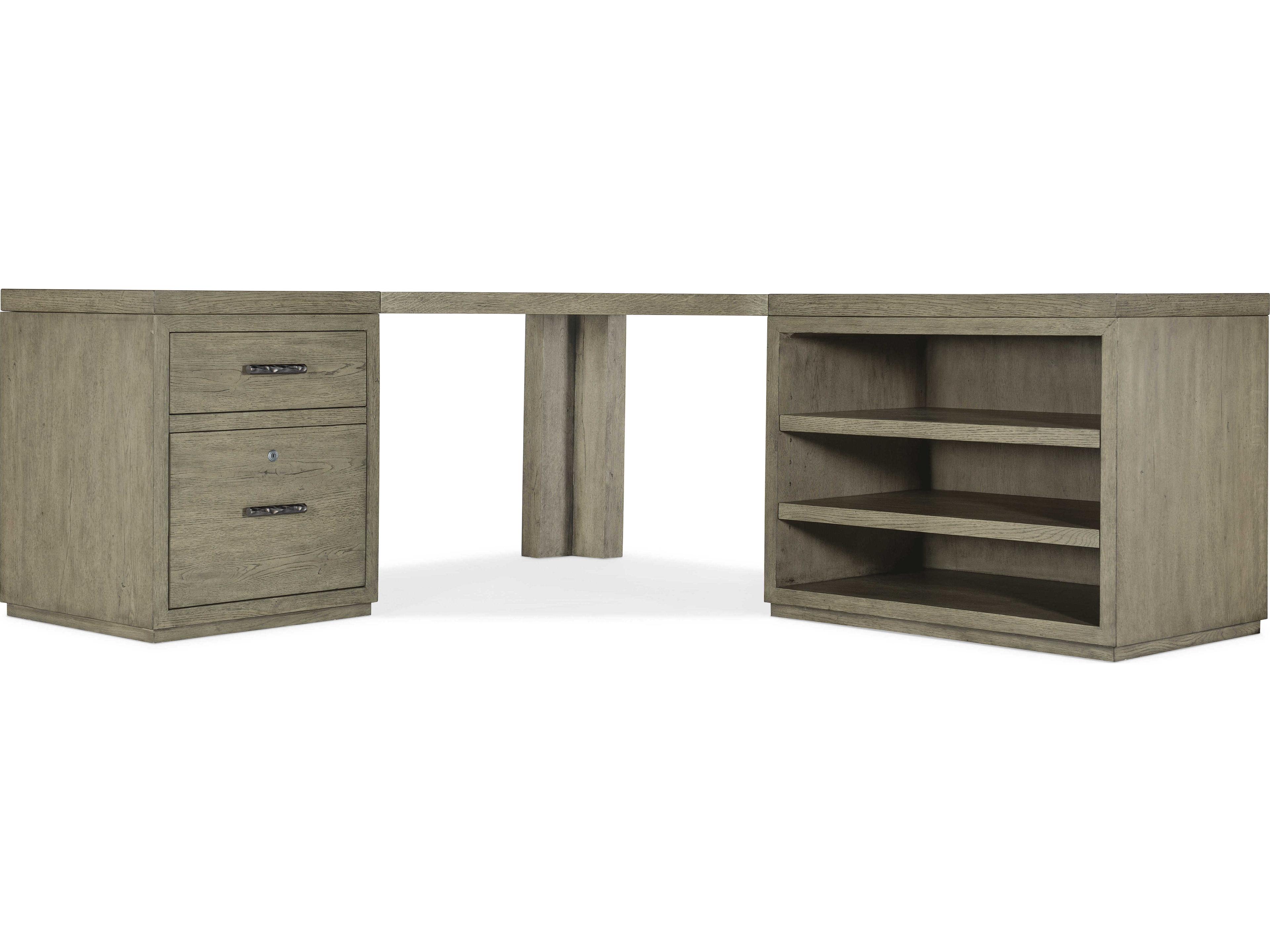 Hooker Furniture Linville Falls Wood Gray Oak Corner Desk