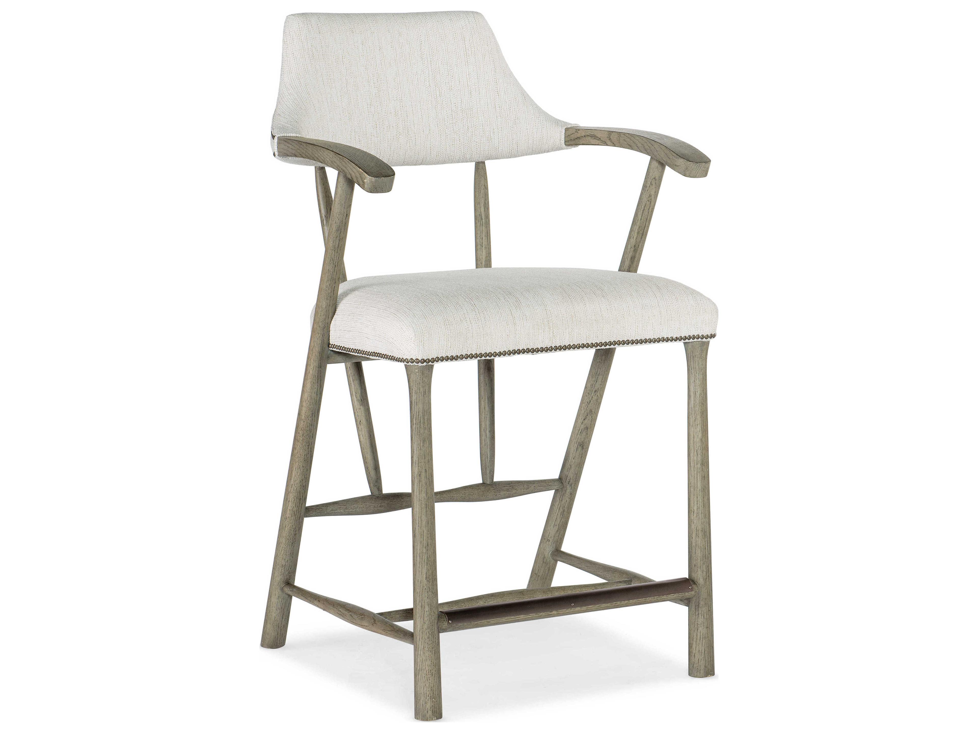 Linville Falls Upholstered Solid Wood Remington Porcelain Counter Stool