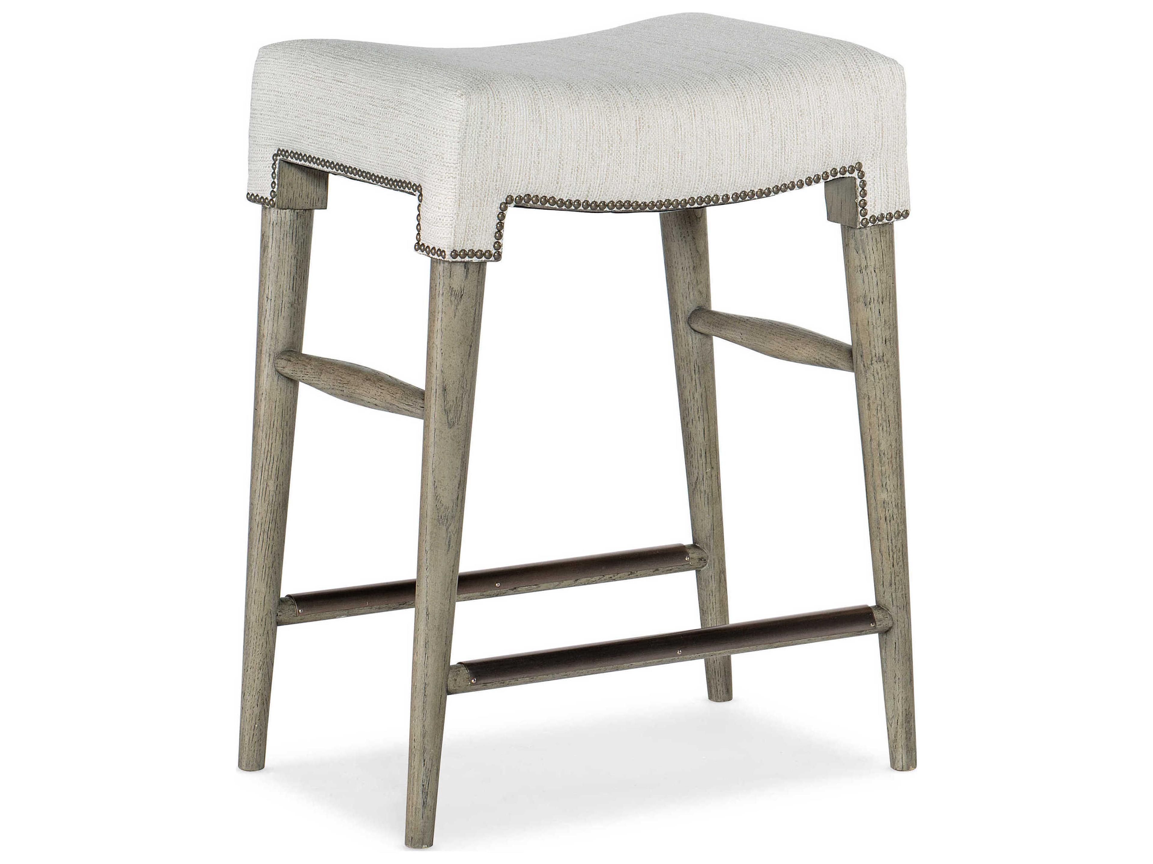 Linville Falls Upholstered Solid Wood Remington Porcelain Counter Stool