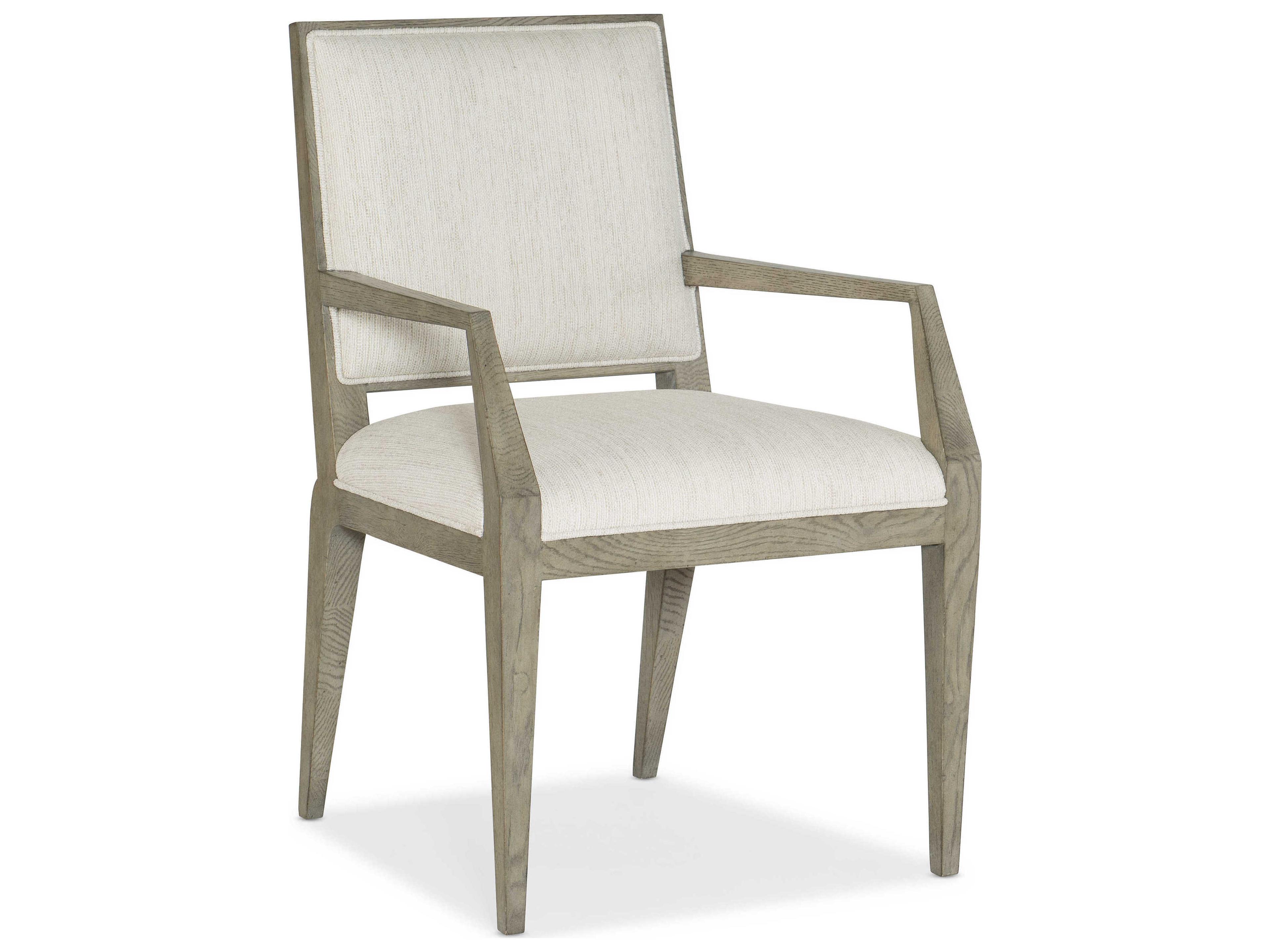 Linville Falls Solid Wood Gray Upholstered Arm Dining Chair