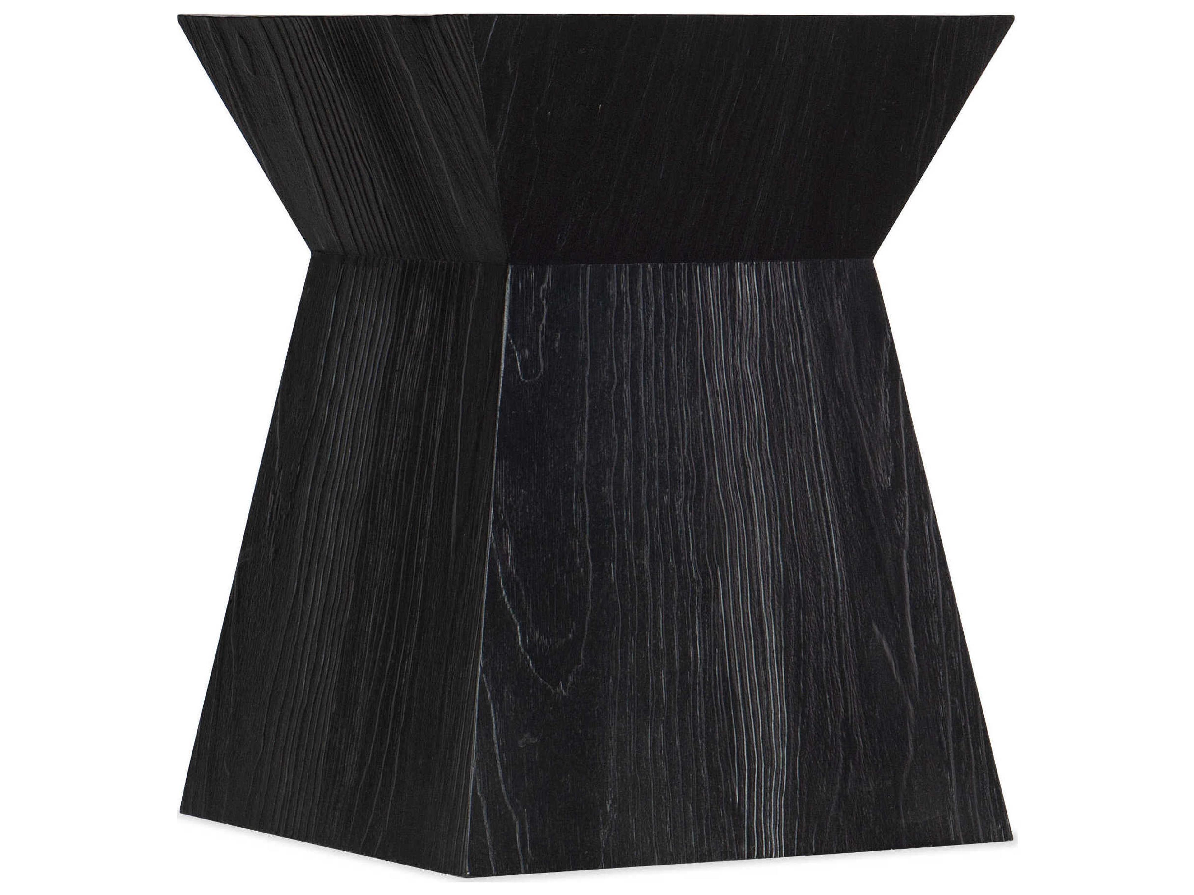 Hooker Furniture Linville Falls Shou Sugi Ban Square Wood Black End Table