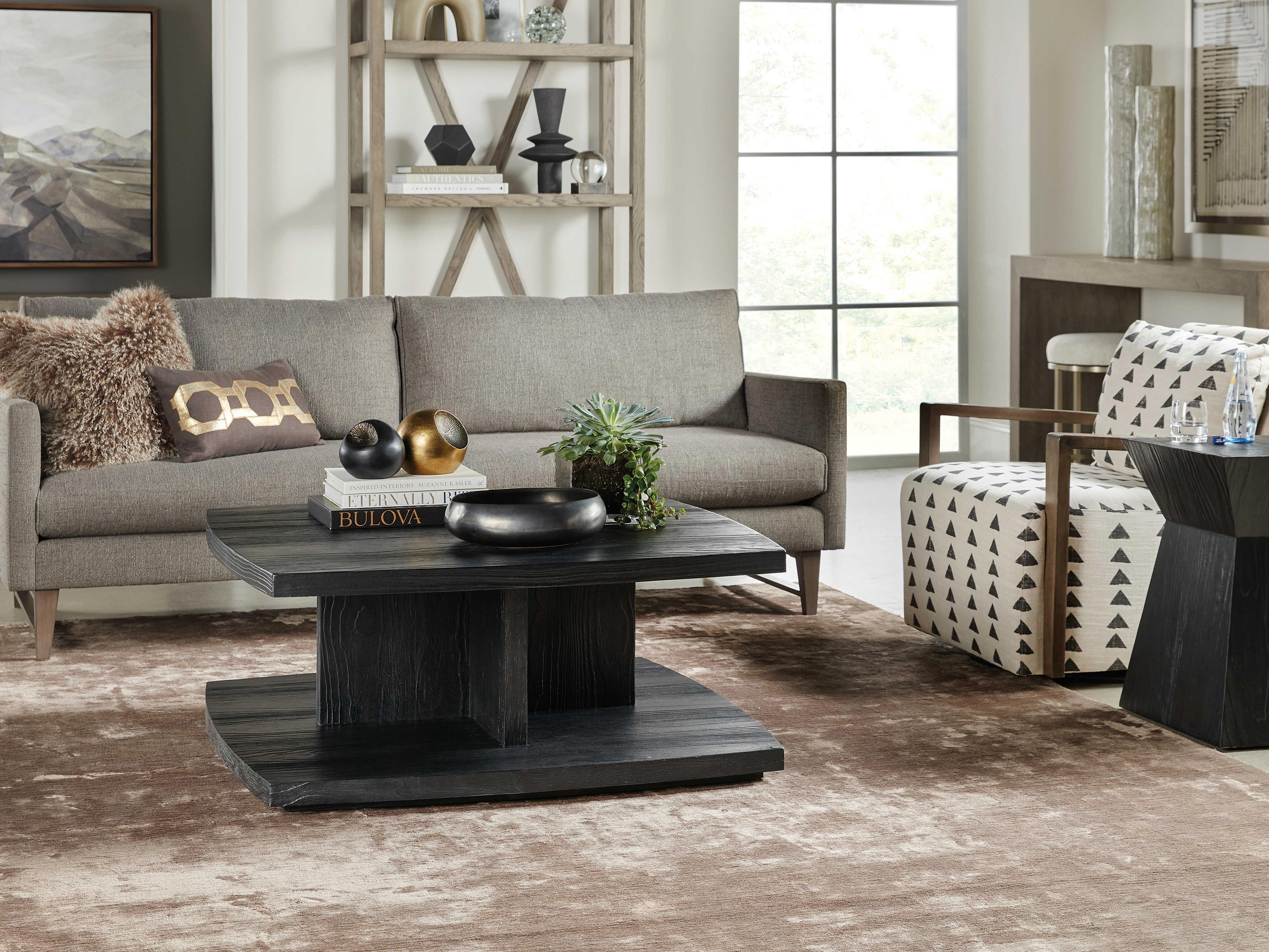 Hooker Furniture Linville Falls Shou Sugi Ban Square Wood Black End Table