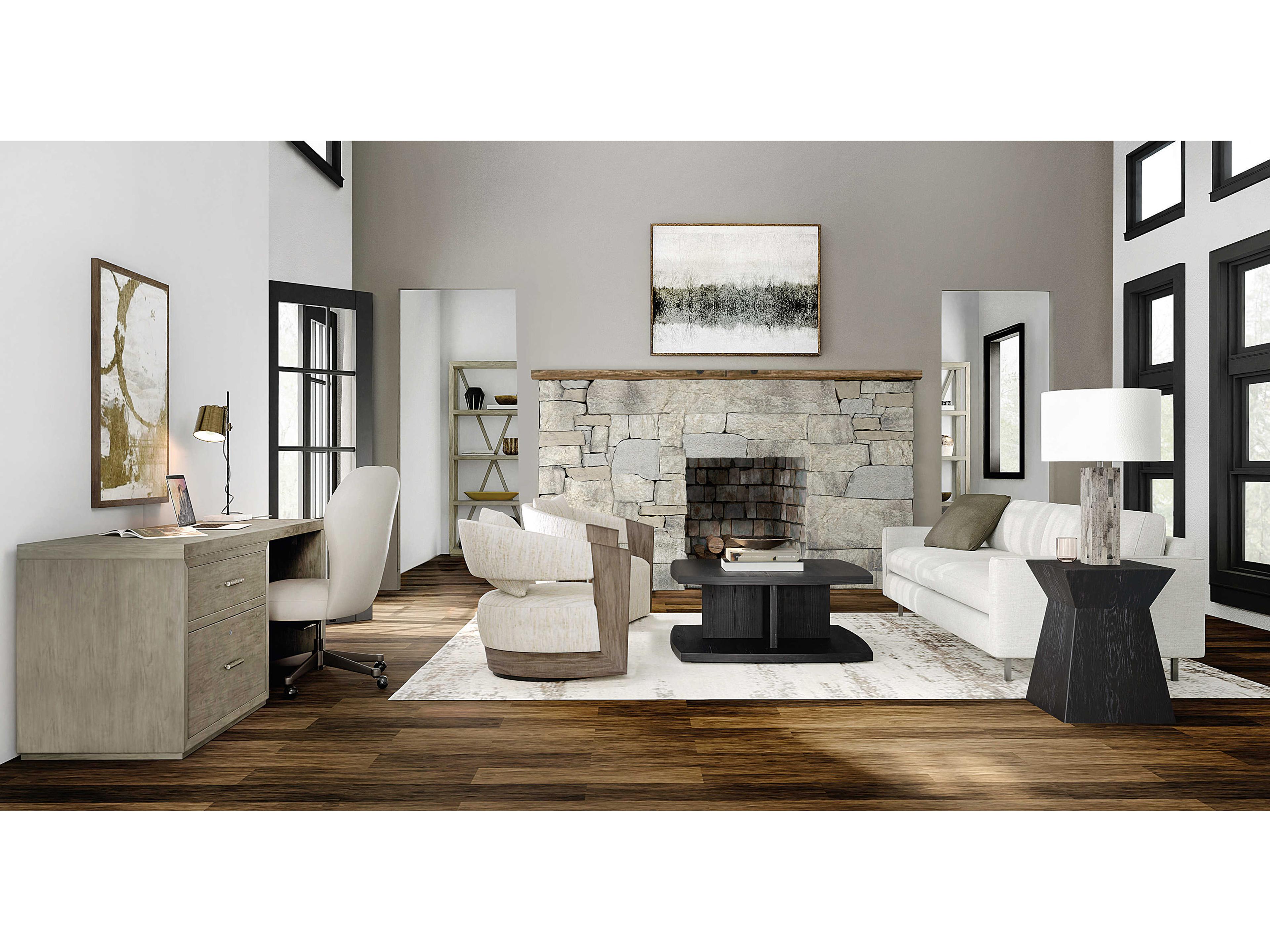 Hooker Furniture Linville Falls Shou Sugi Ban Square Wood Black End Table